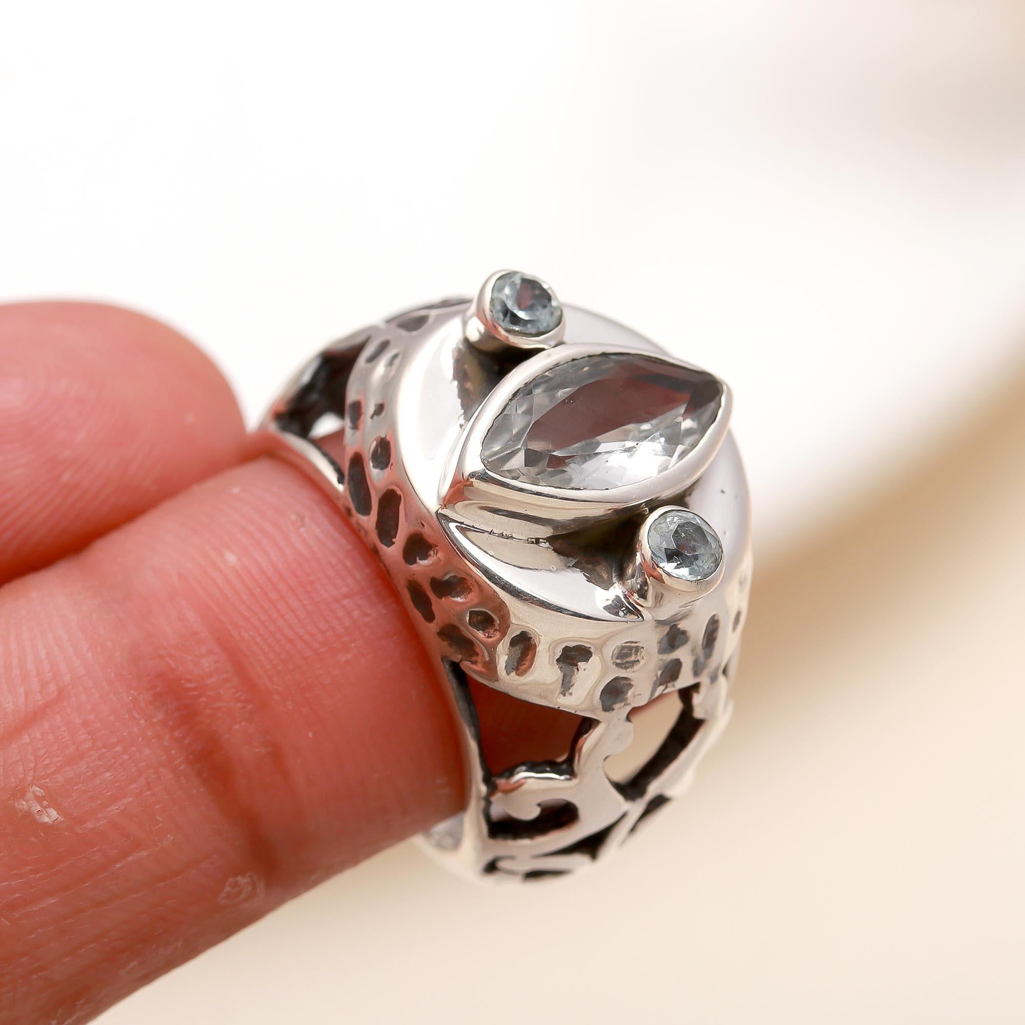 925 Silver White Topaz Ring