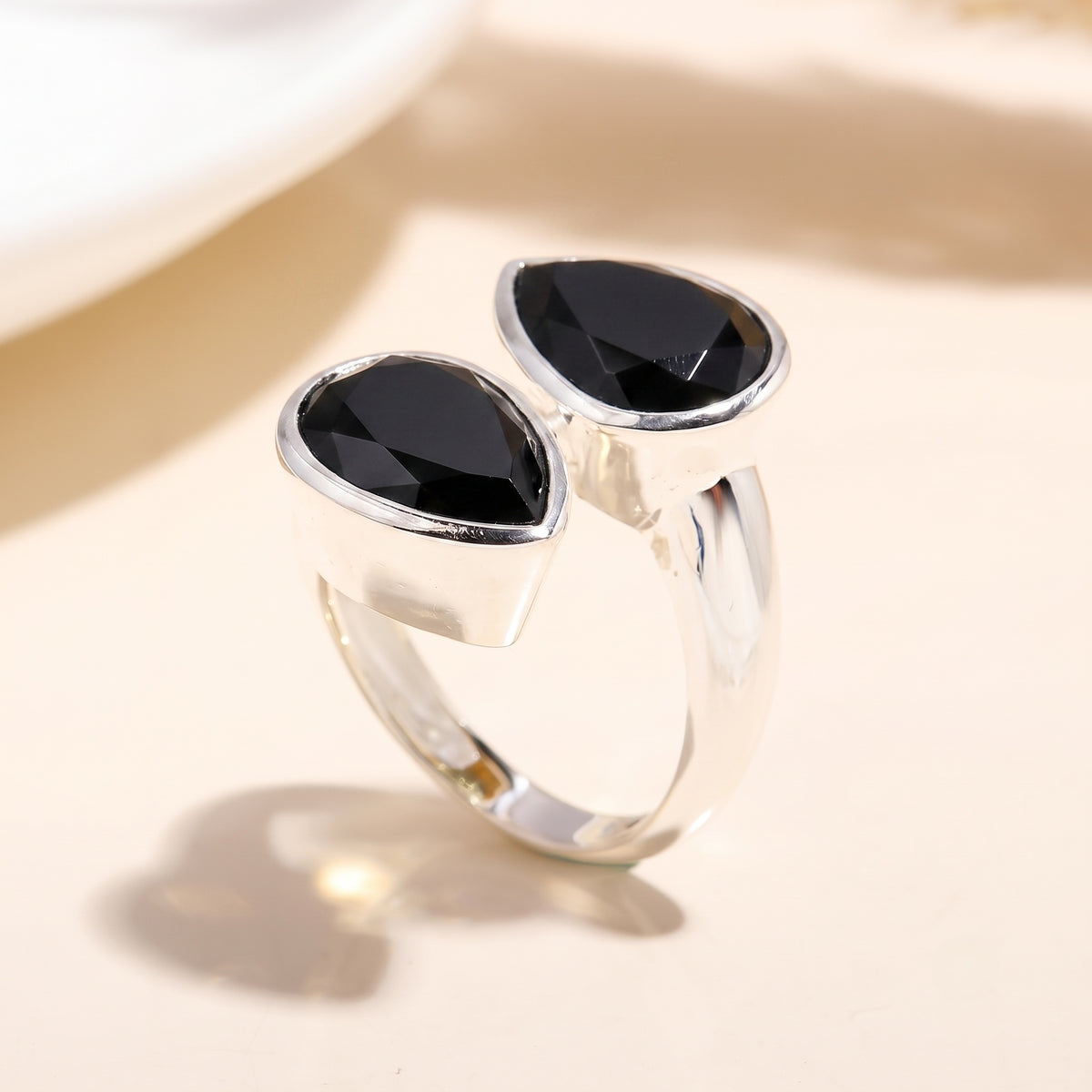 Sterling Silver Double Citrine Open Ring