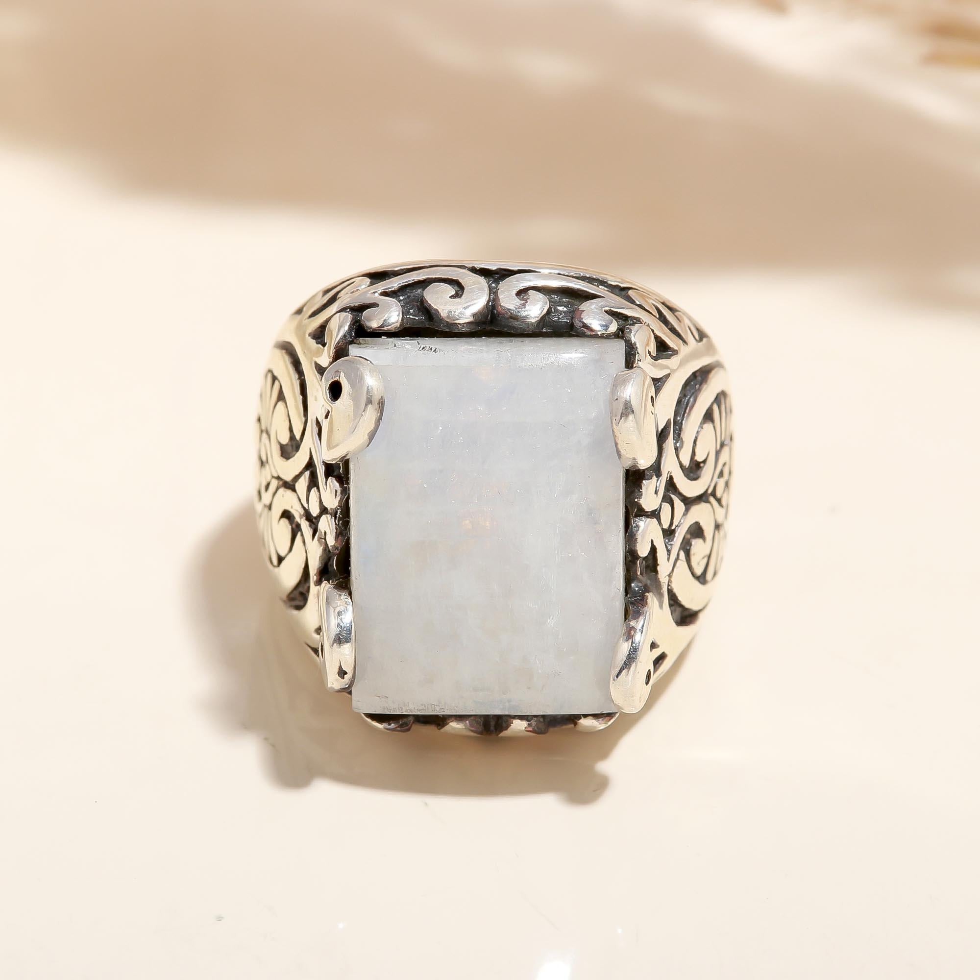 925 Silver Moonstone Filigree Ring