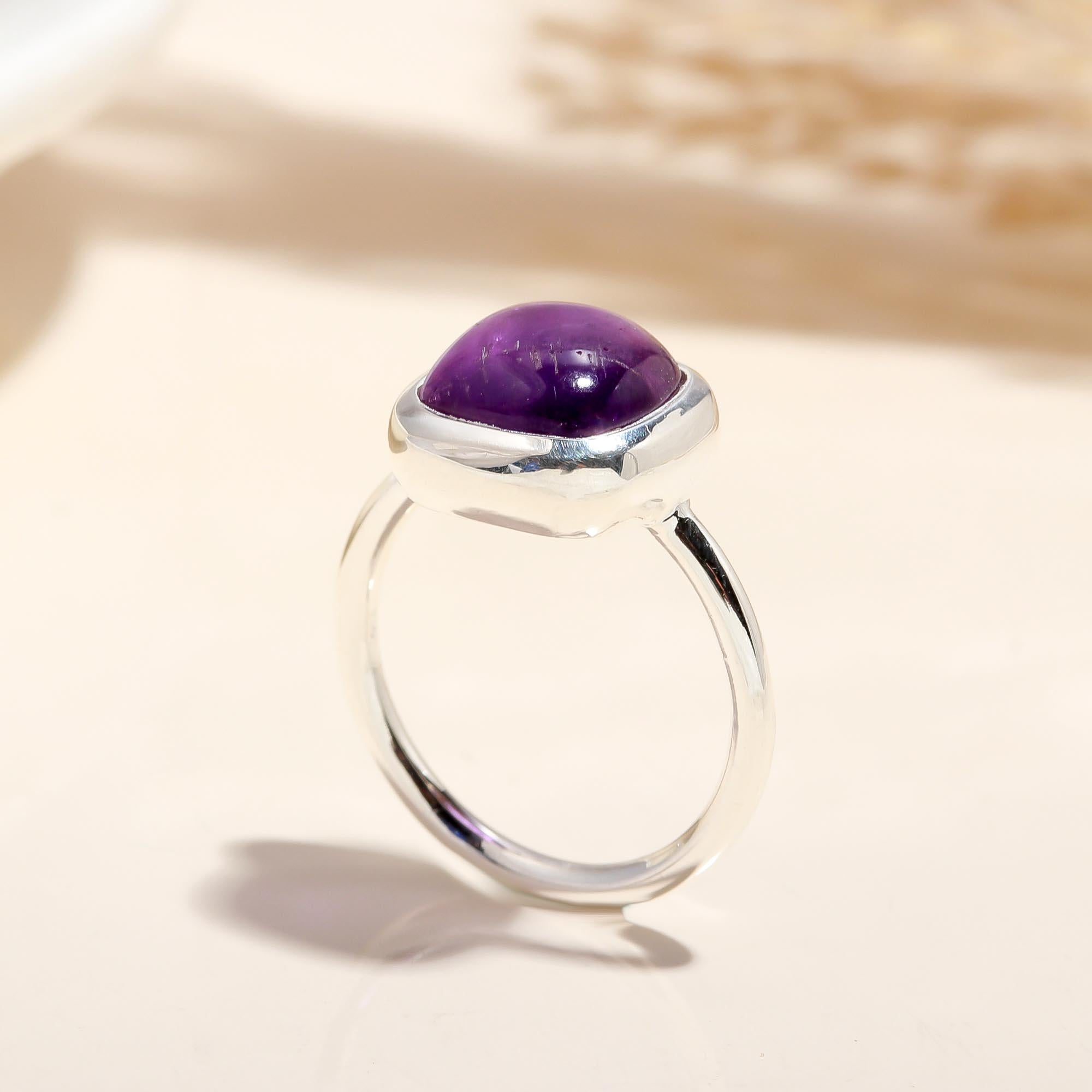 925 Silver Cushion Amethyst Ring