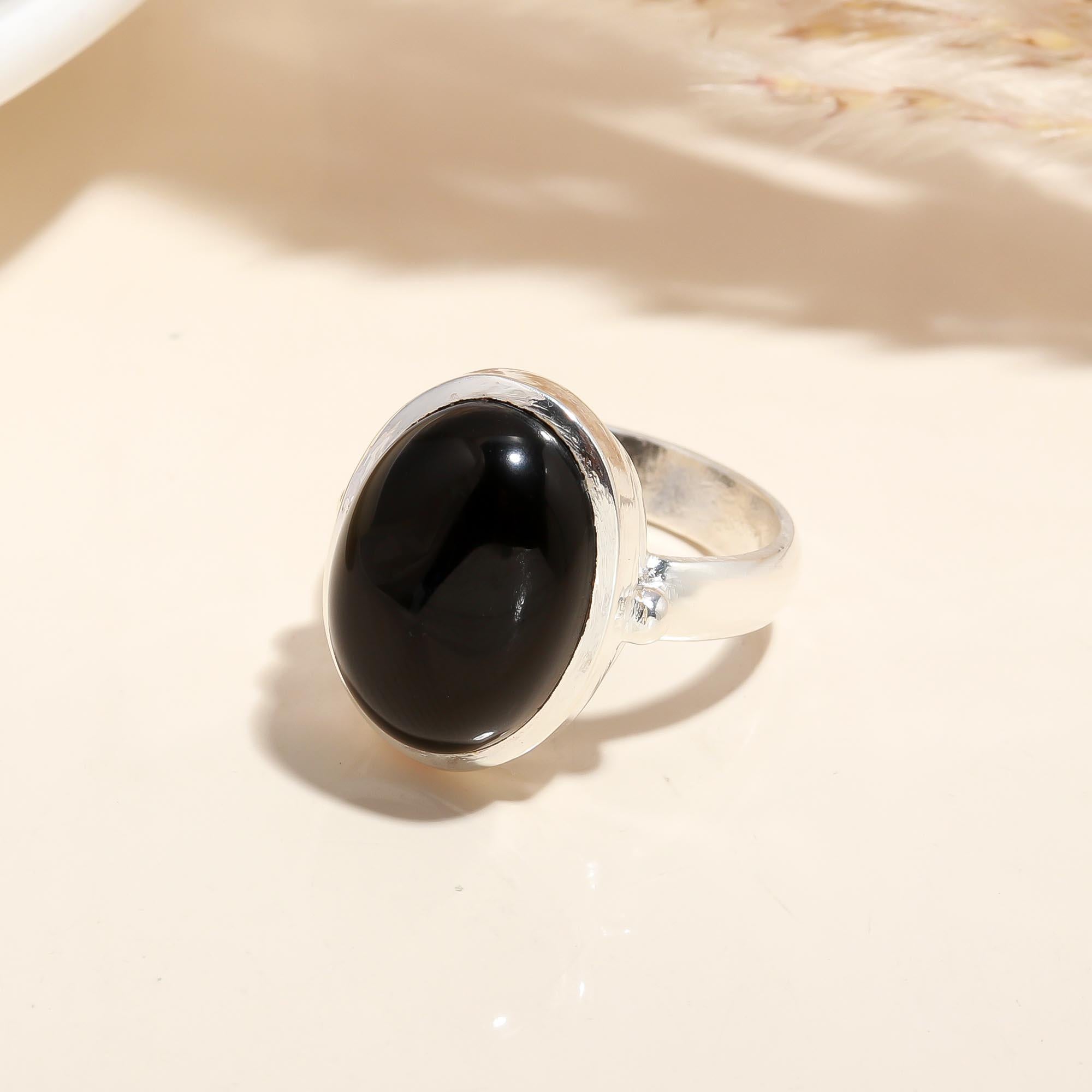 925 Silver Oval Black Onyx Ring