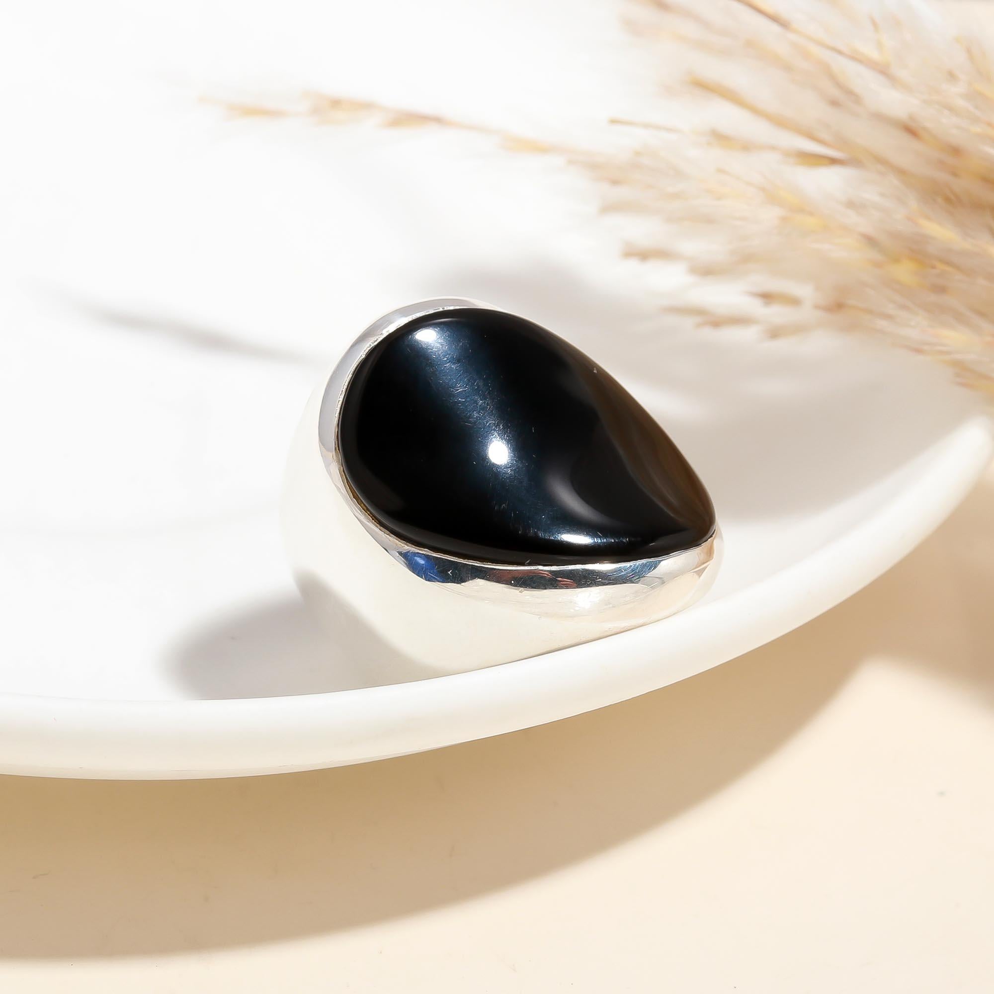 925 Silver Black Onyx Statement Ring