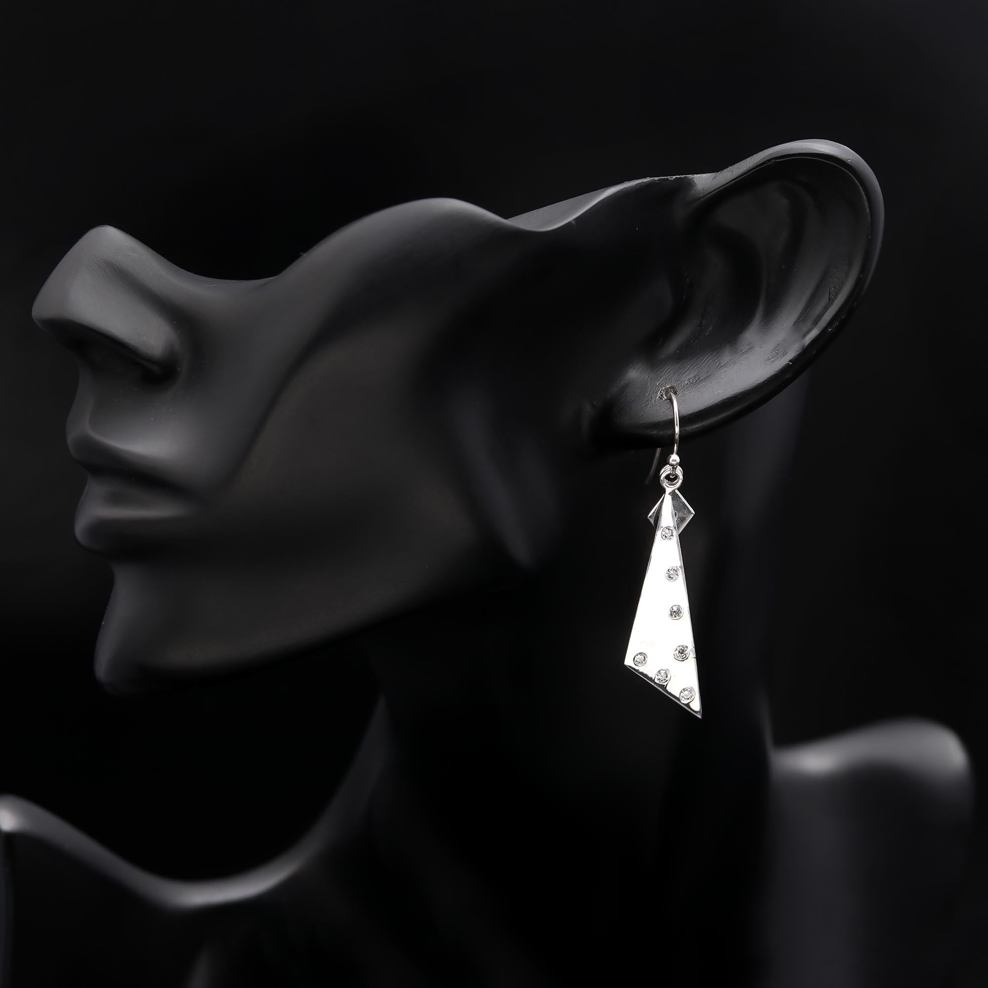 Solid 925 Sterling Silver Triangle Geometrical Stud Earring