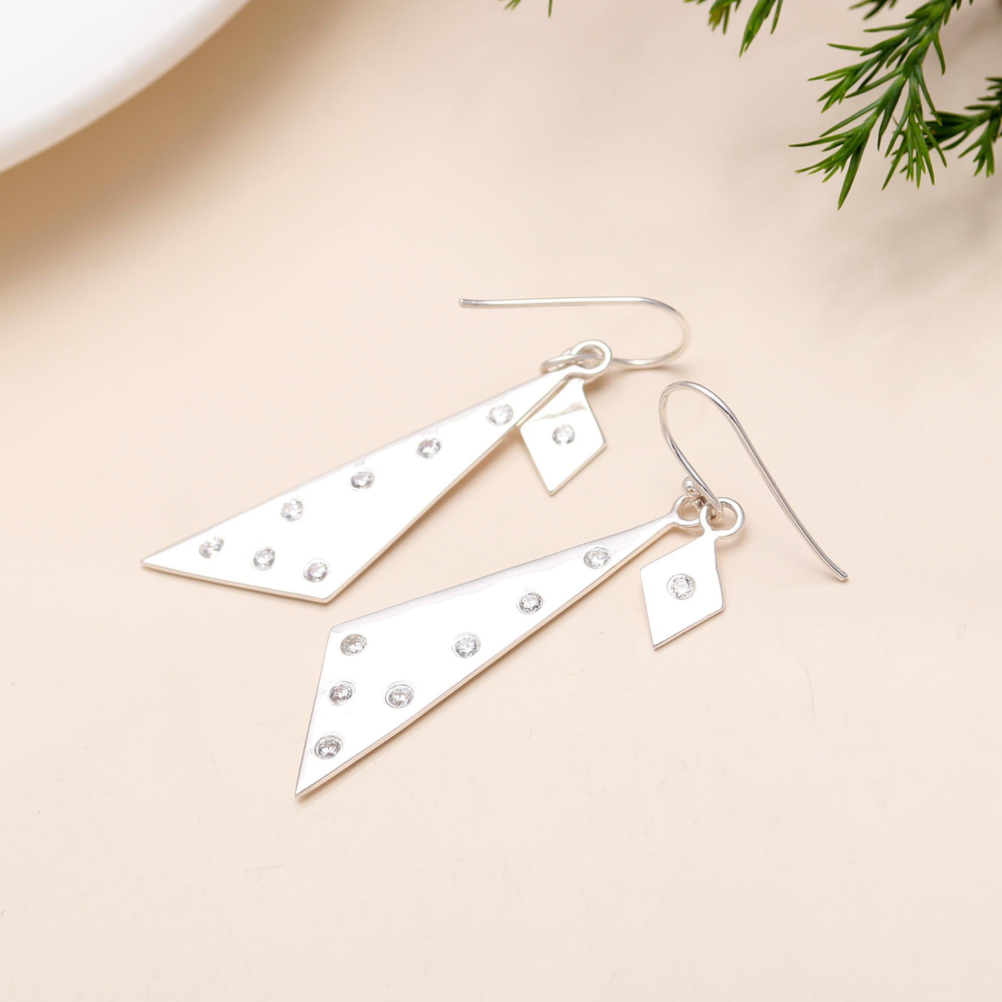 925 Silver Textured Dangle Earrings