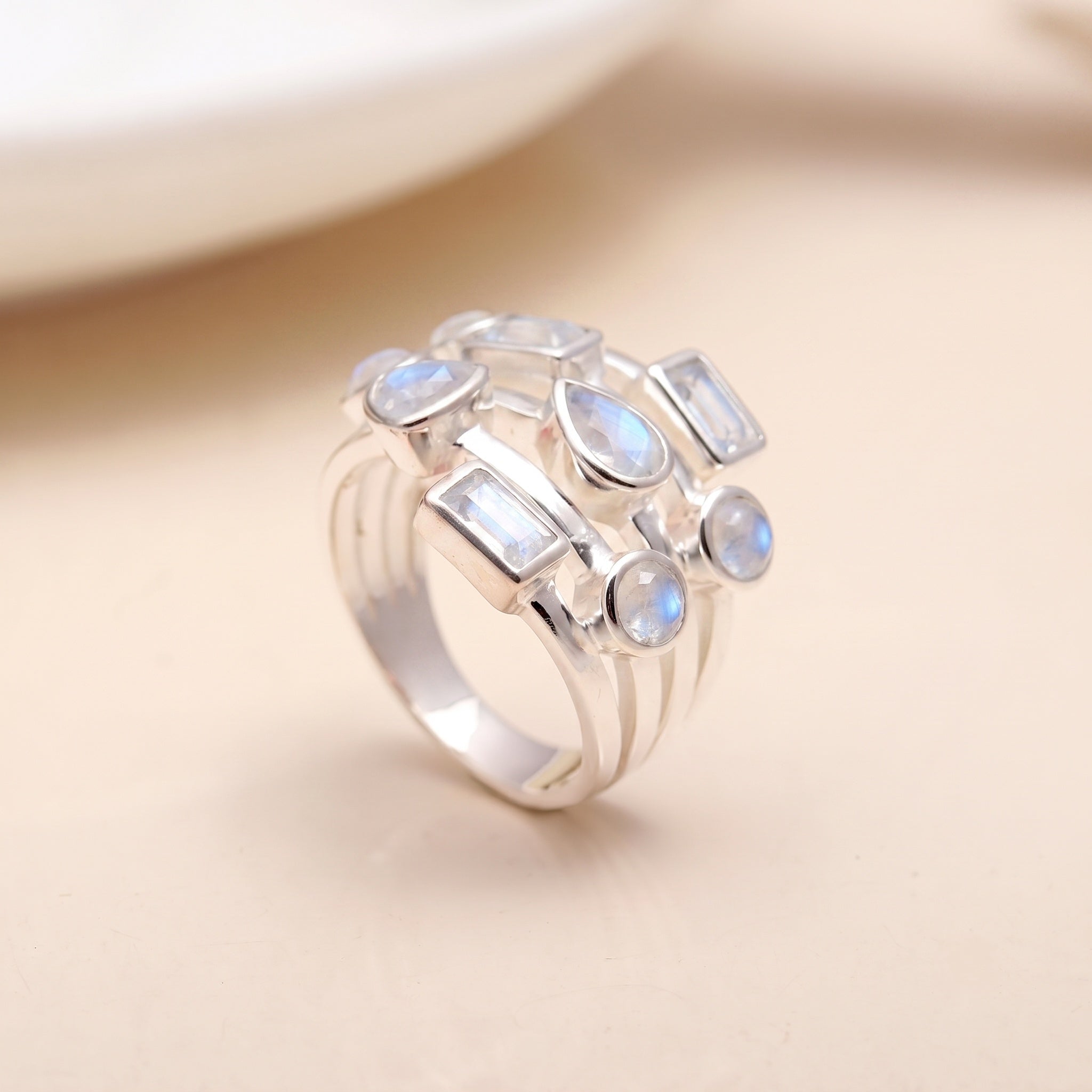 925 Silver Multi-Shape Garnet Ring