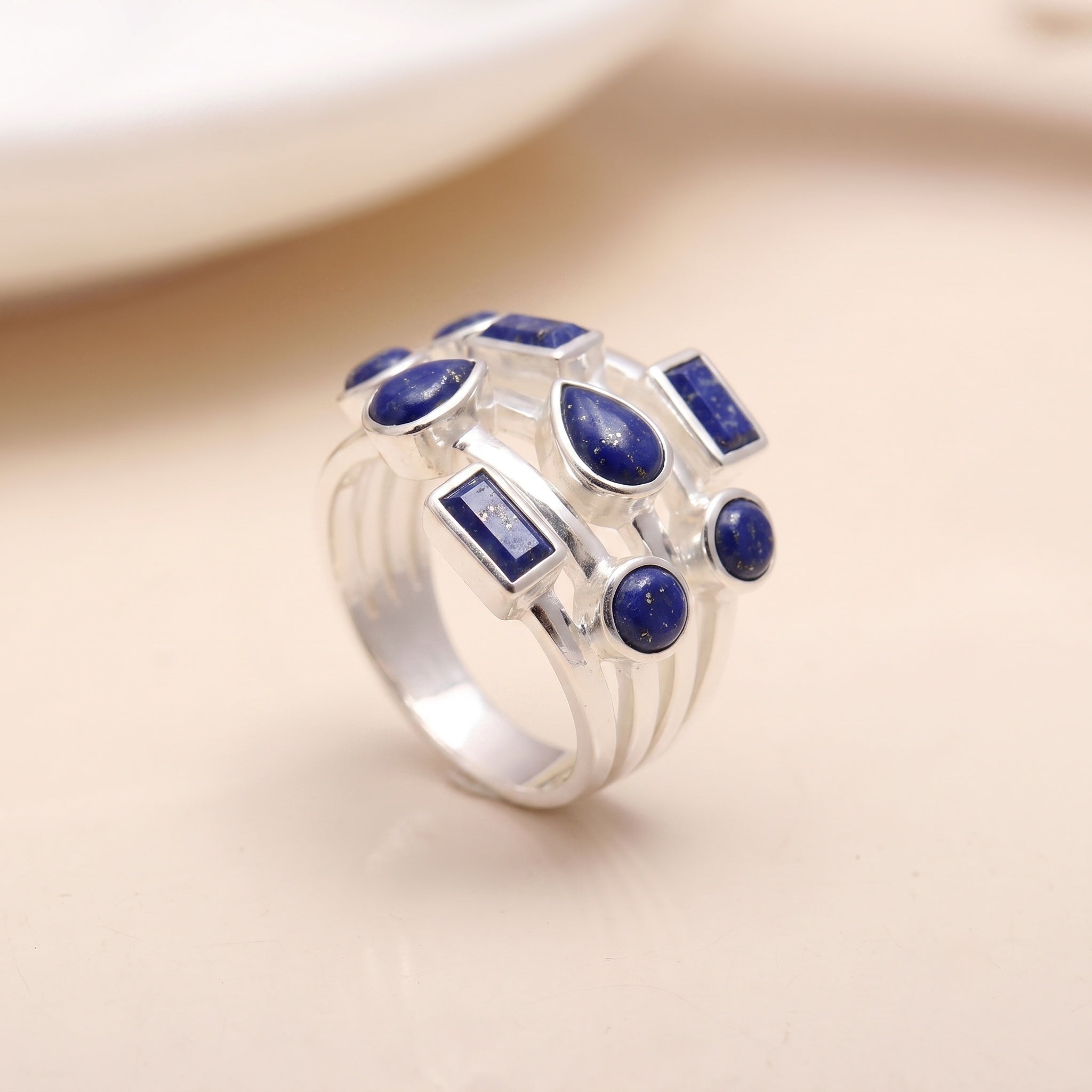 925 Silver Multi-Shape Garnet Ring