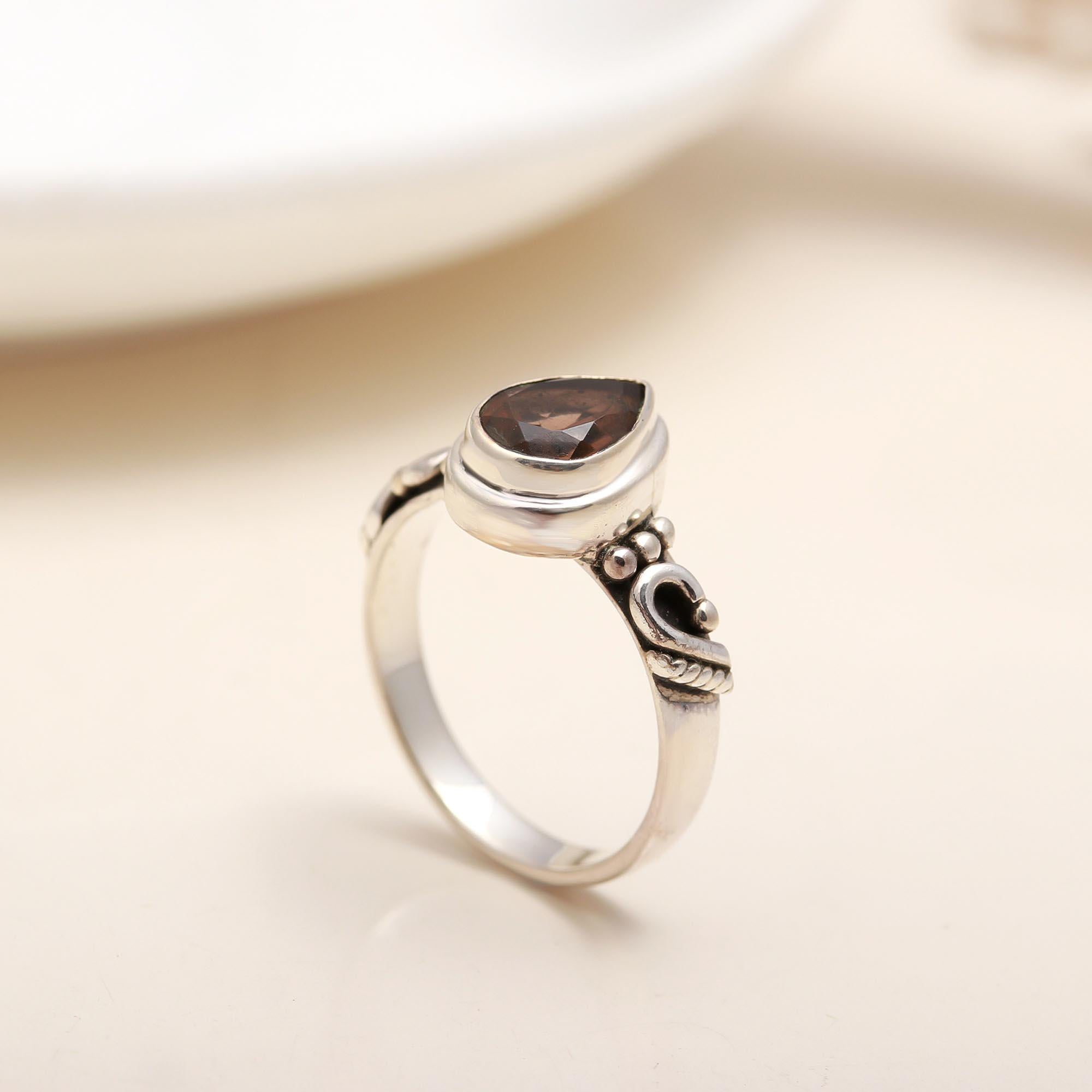 925 Silver Smoky Quartz Ring