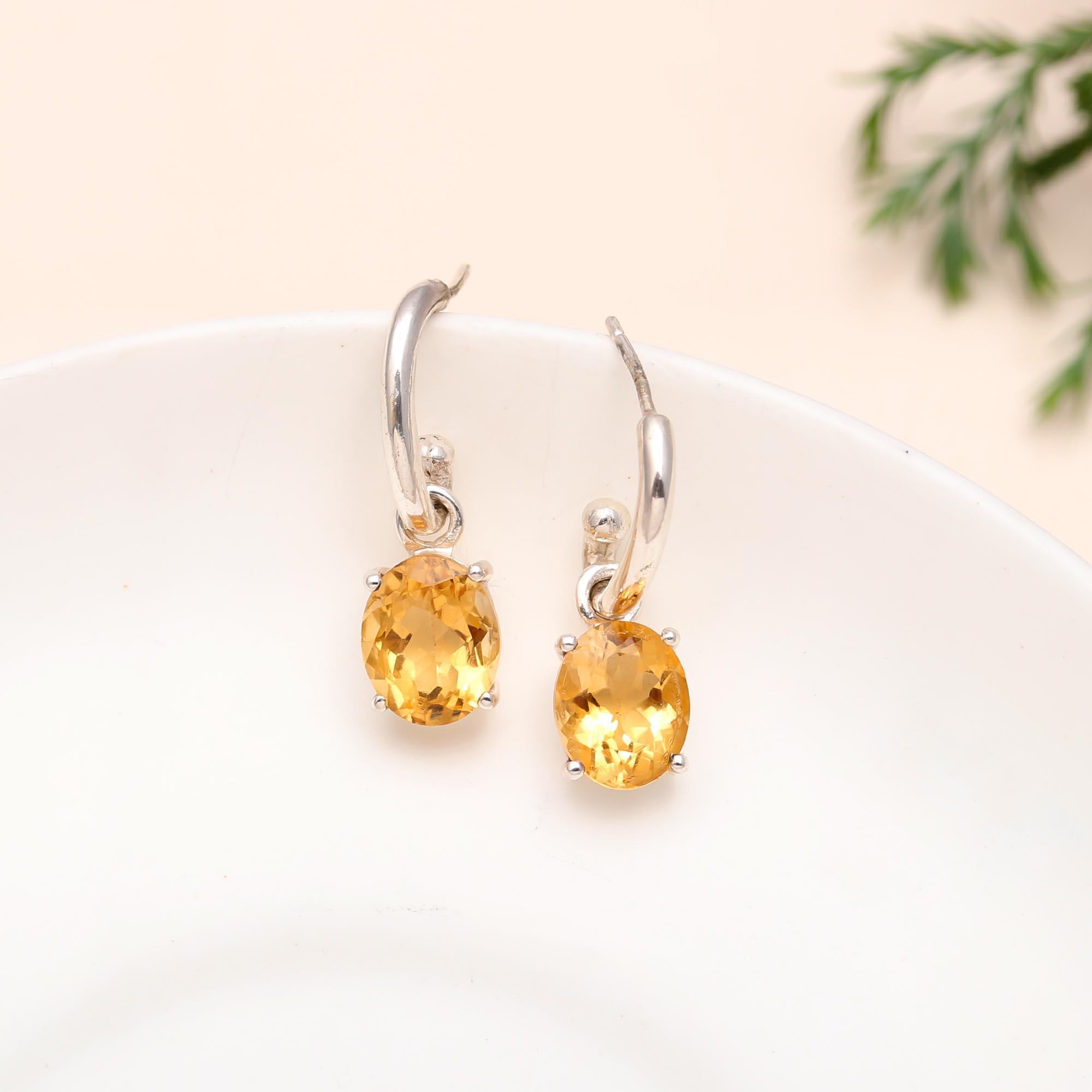 Citrine Stud Earrings Post & Pin 925 Sterling Silver