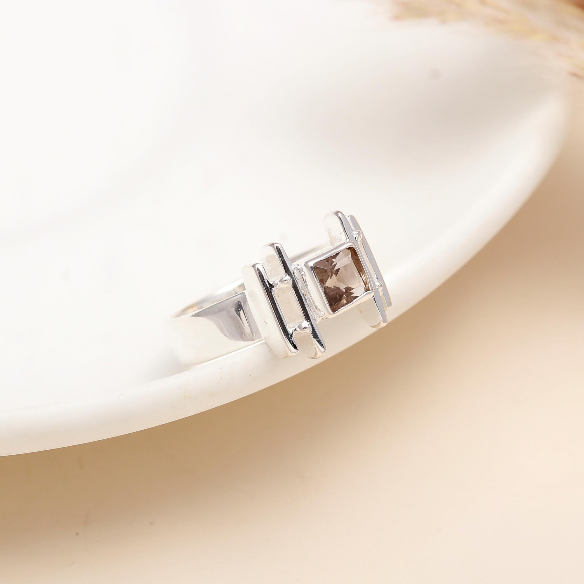 925 Silver Smoky Quartz Ring