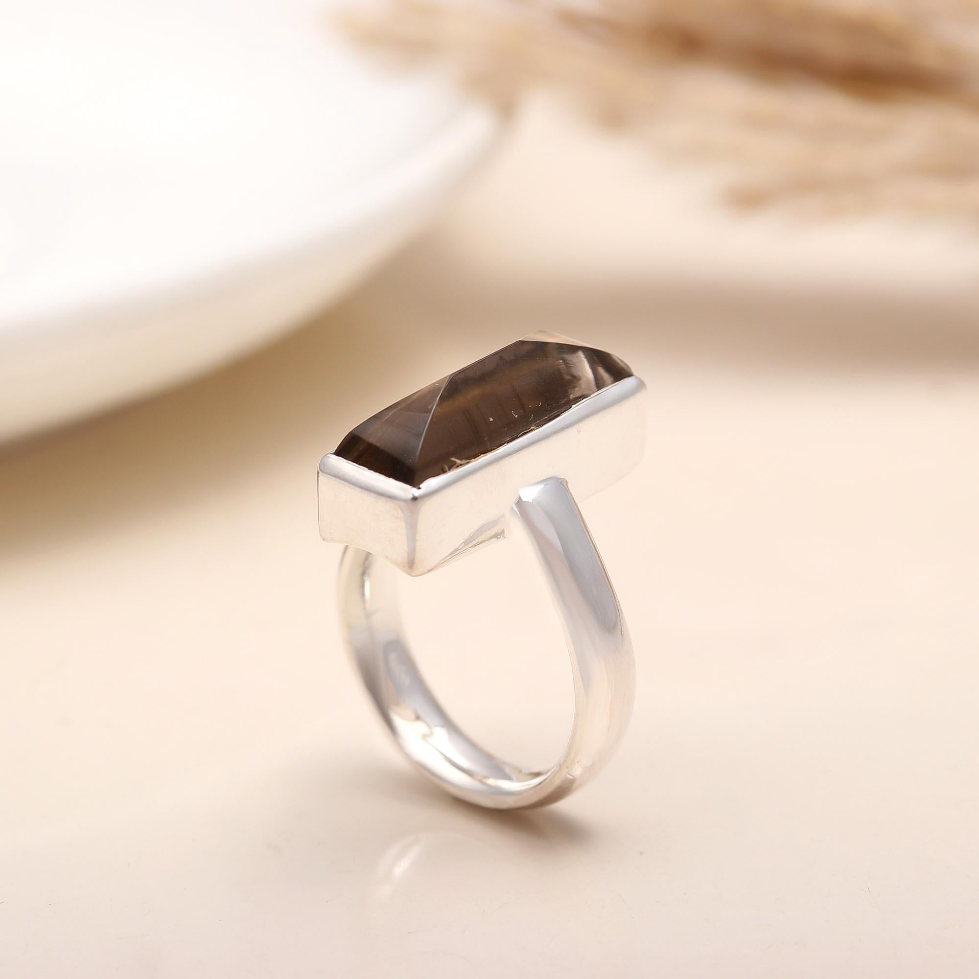 925 Silver Smoky Quartz Ring