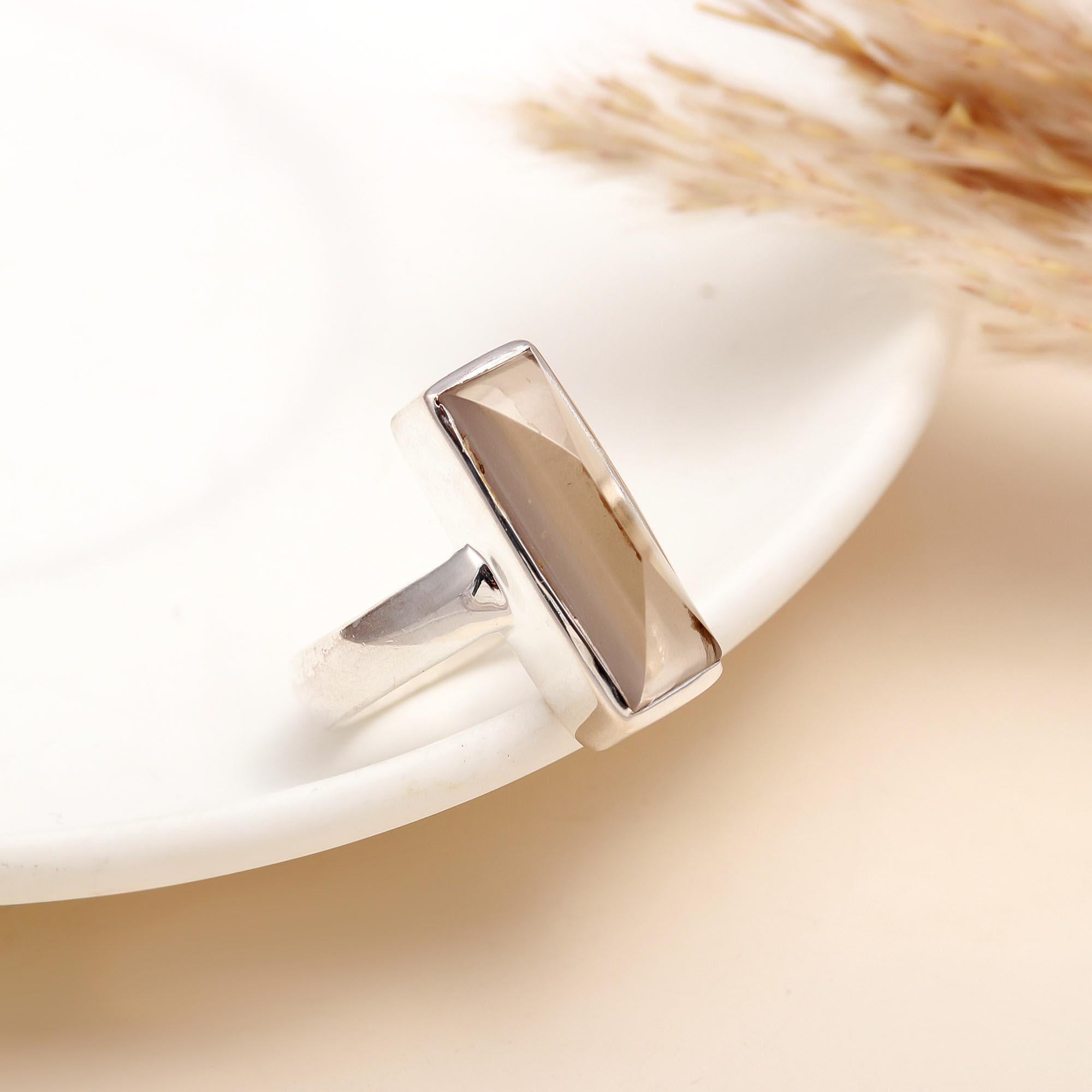 925 Silver Smoky Quartz Ring