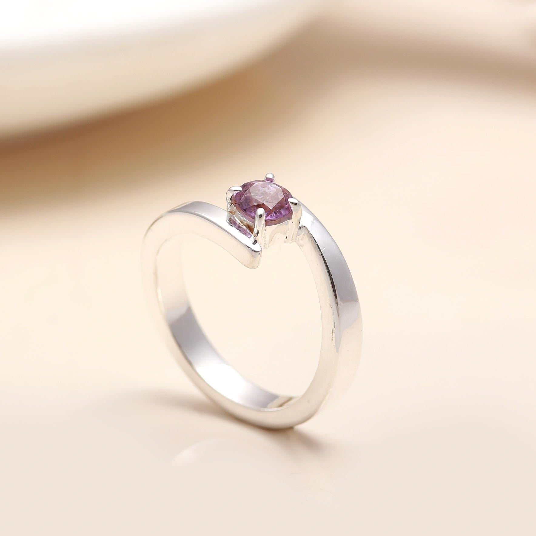 925 Silver Amethyst Twist Ring