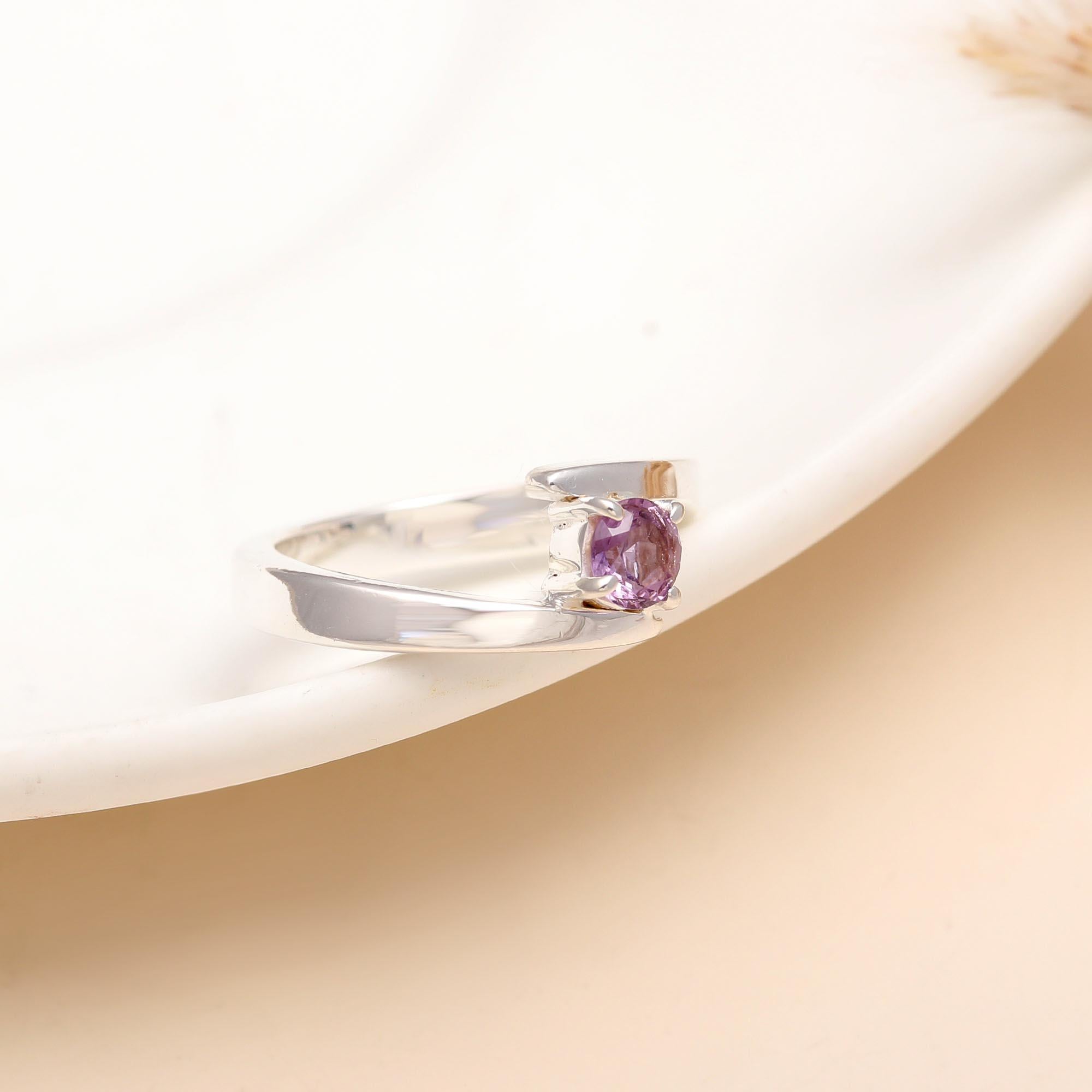 925 Silver Amethyst Twist Ring