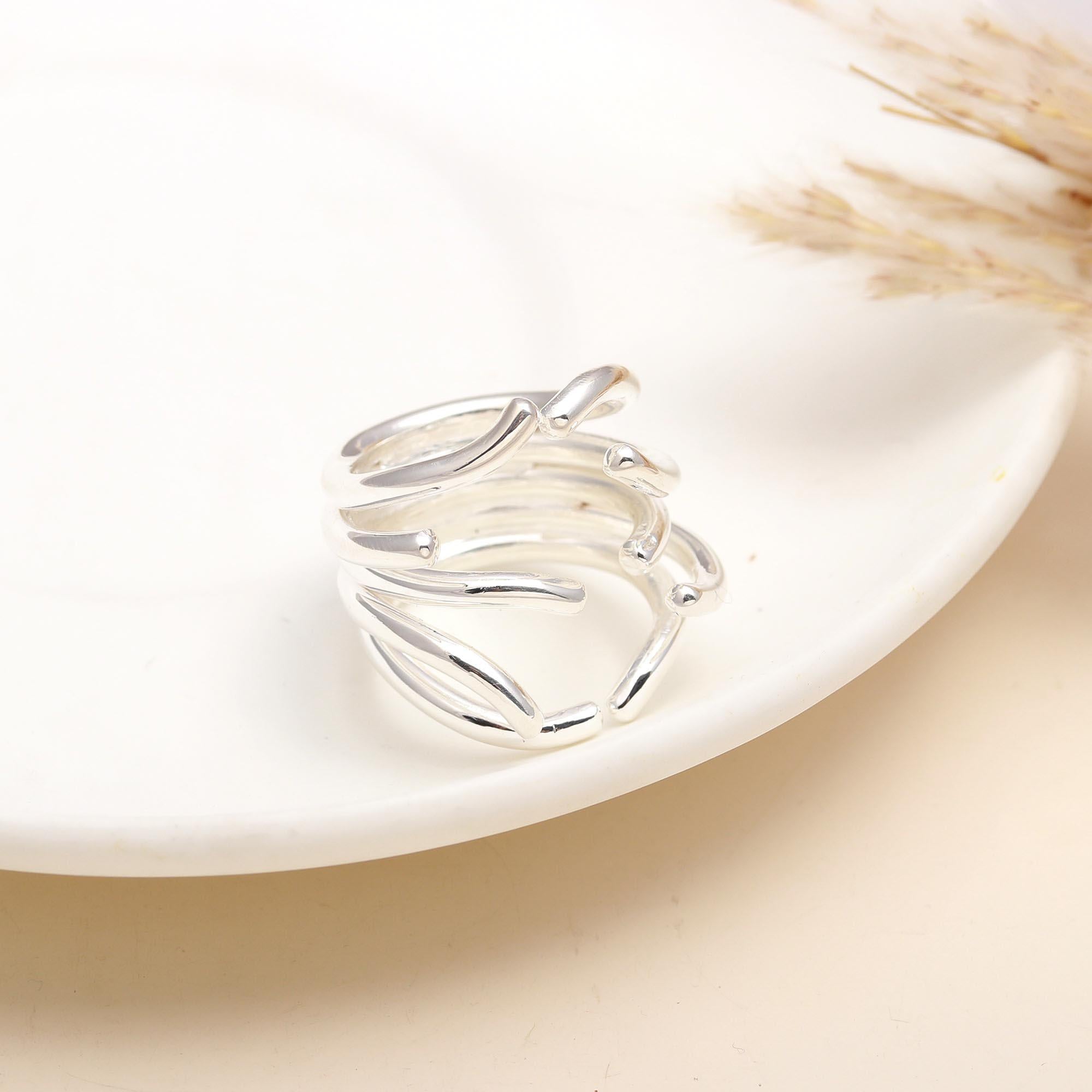 925 Silver Abstract Open Wire Ring