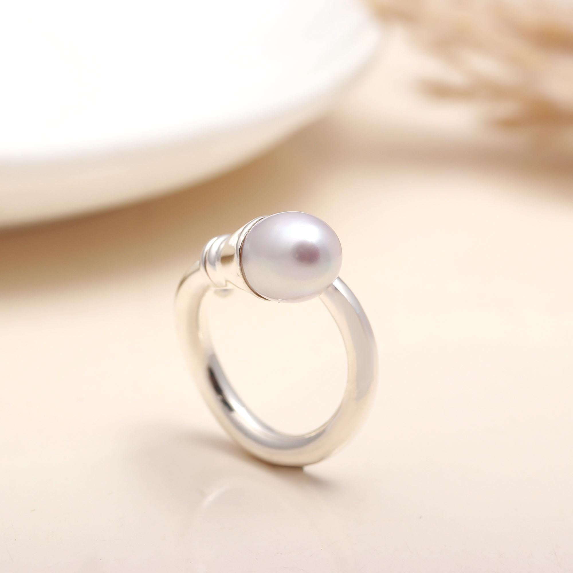 925 Silver White Pearl Open Ring