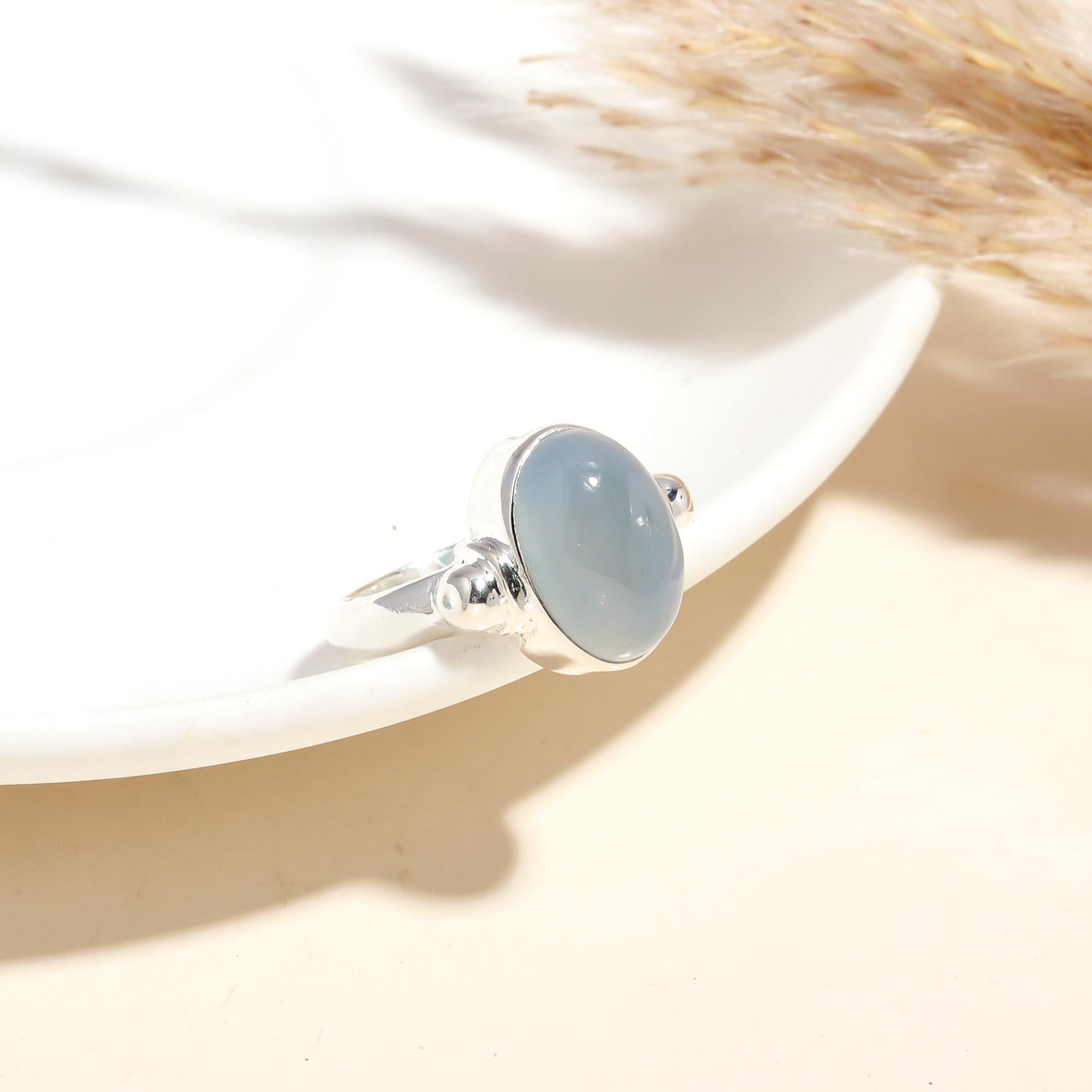 925 Silver Blue Chalcedony Ring