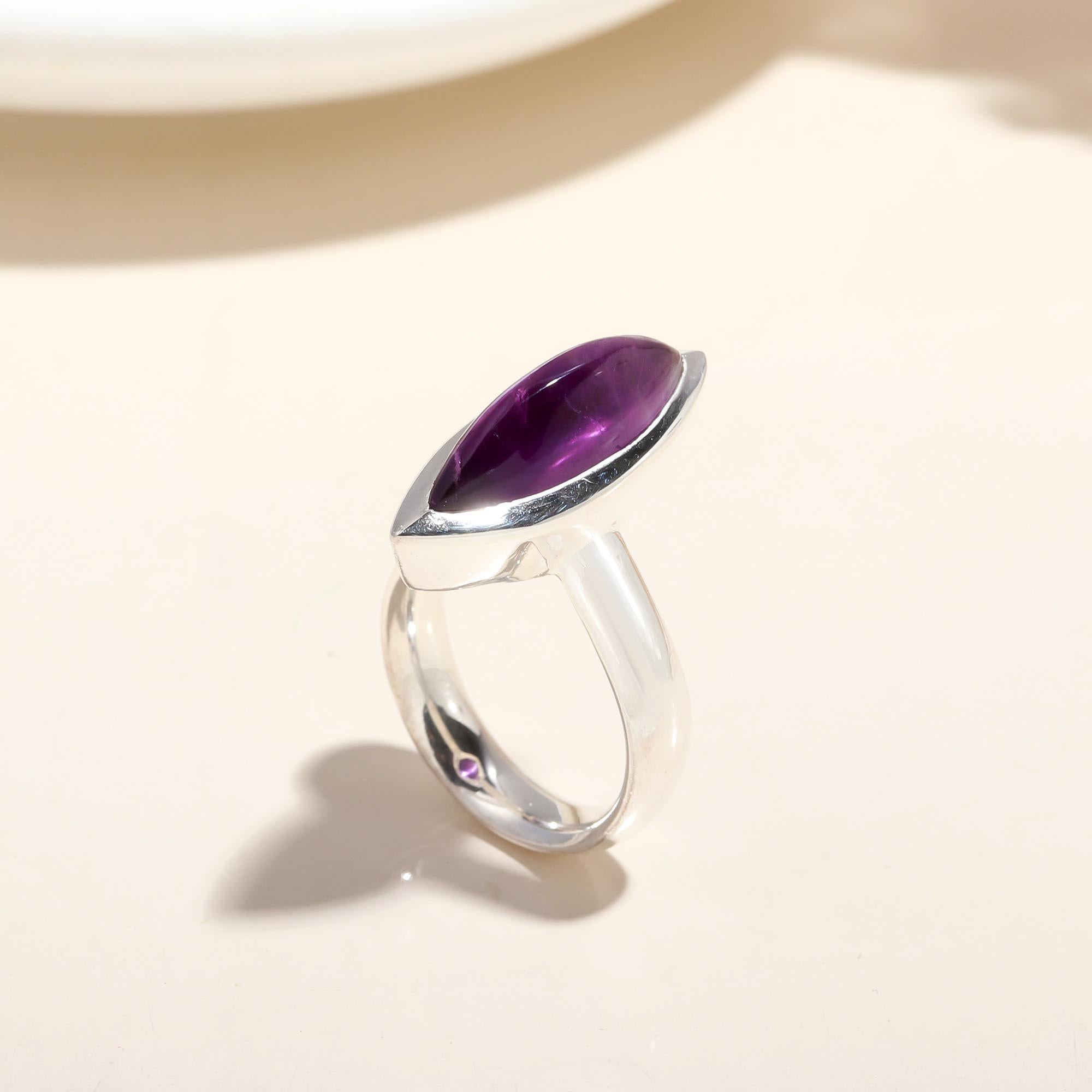 925 Silver Marquise Amethyst Ring