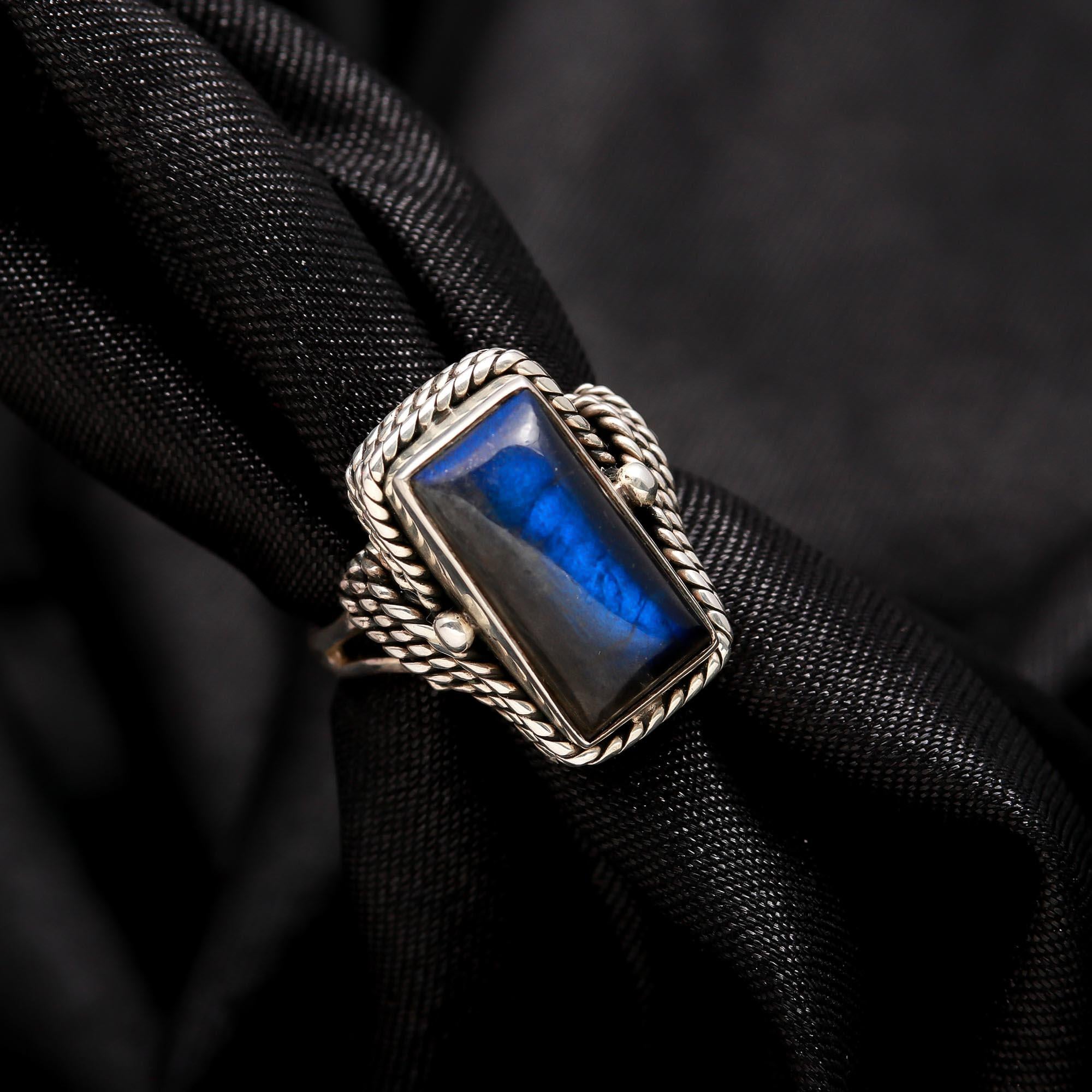 925 Silver Blue Labradorite Ring