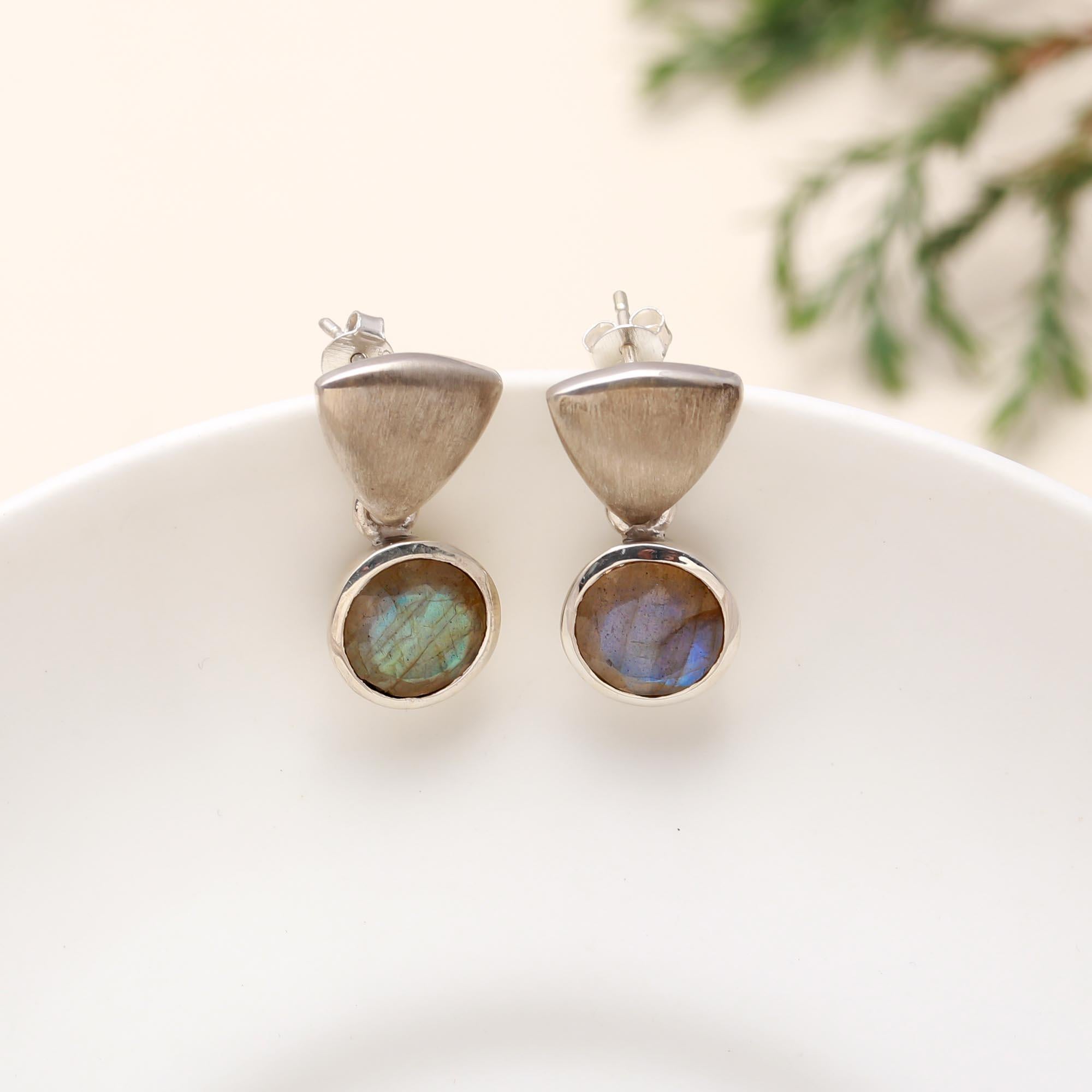 925 Silver Labradorite Drop Earrings