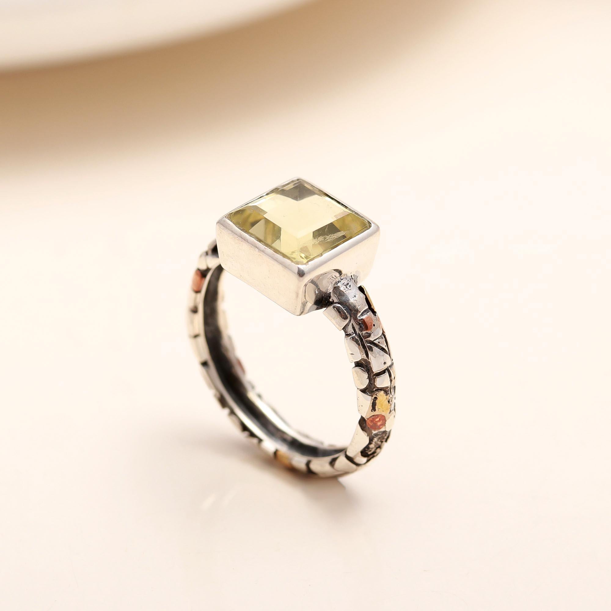 925 Silver Lemon Quartz Ring