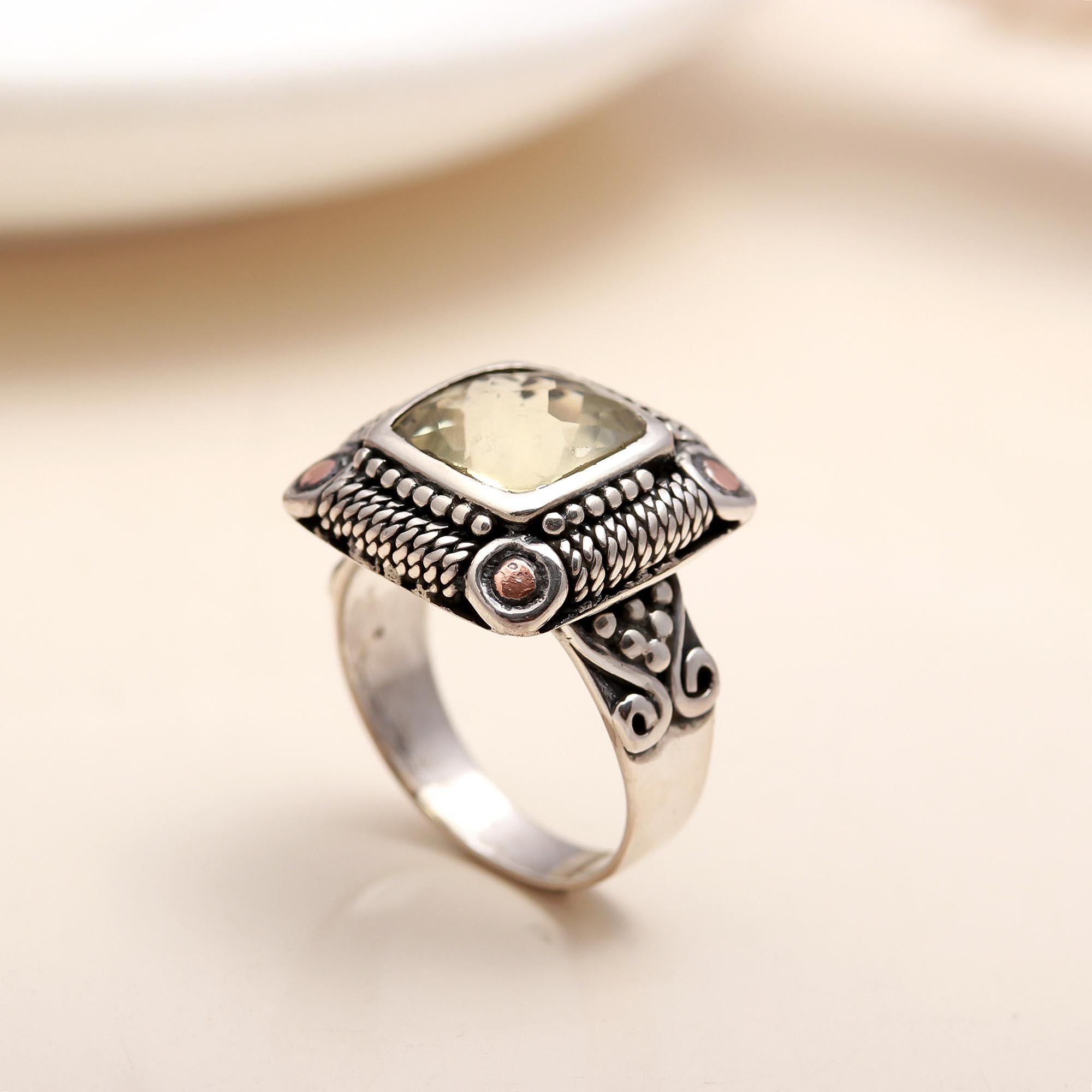 925 Silver Green Amethyst Ring