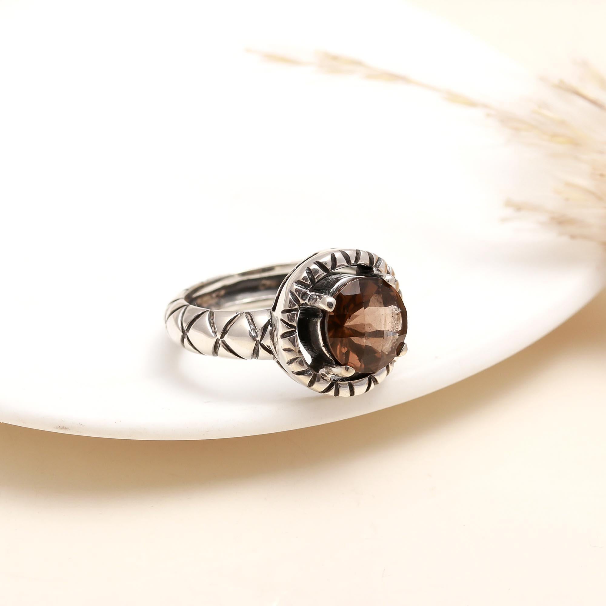 925 Silver Smoky Quartz Ring
