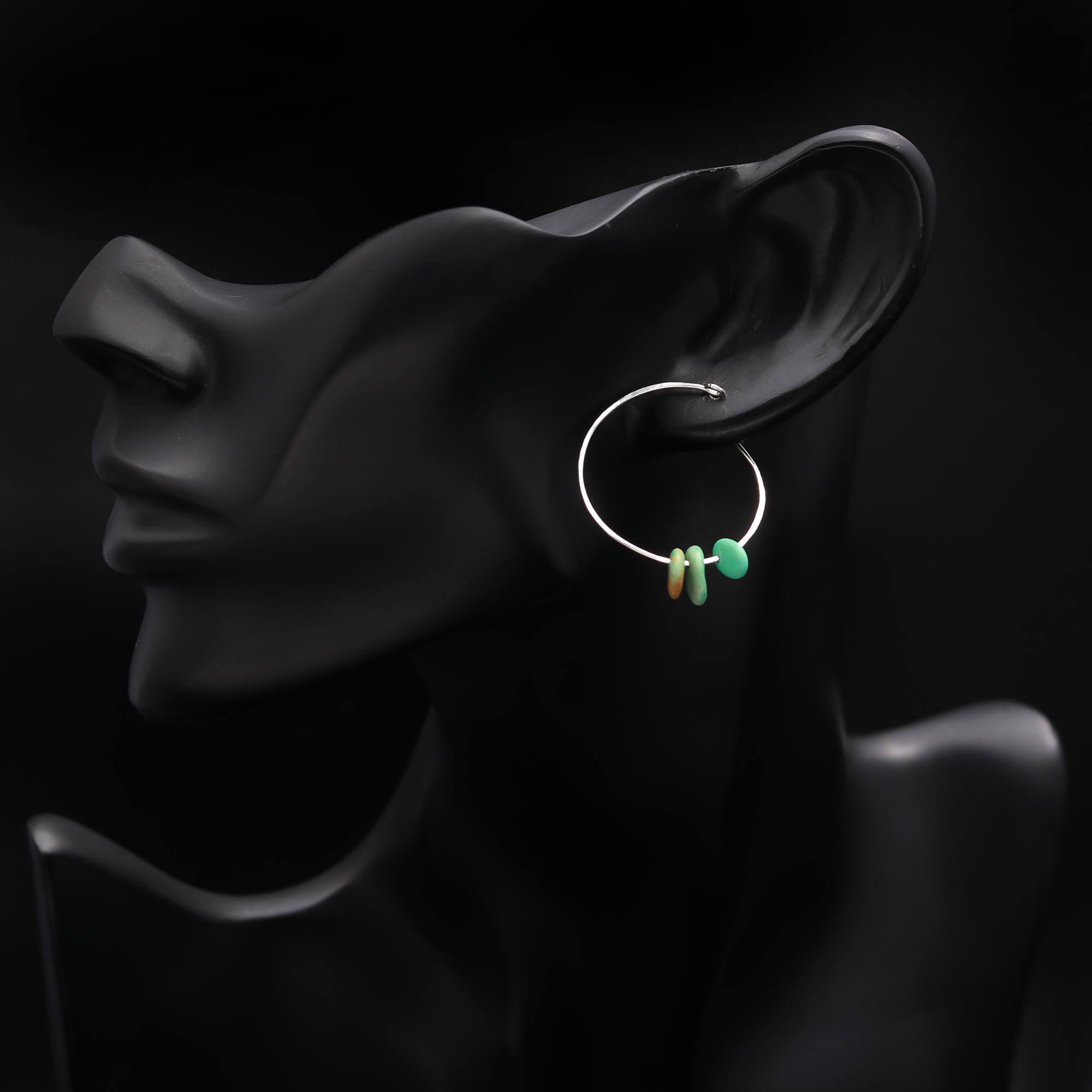 925 Sterling Silver Turquoise Hoop Earrings