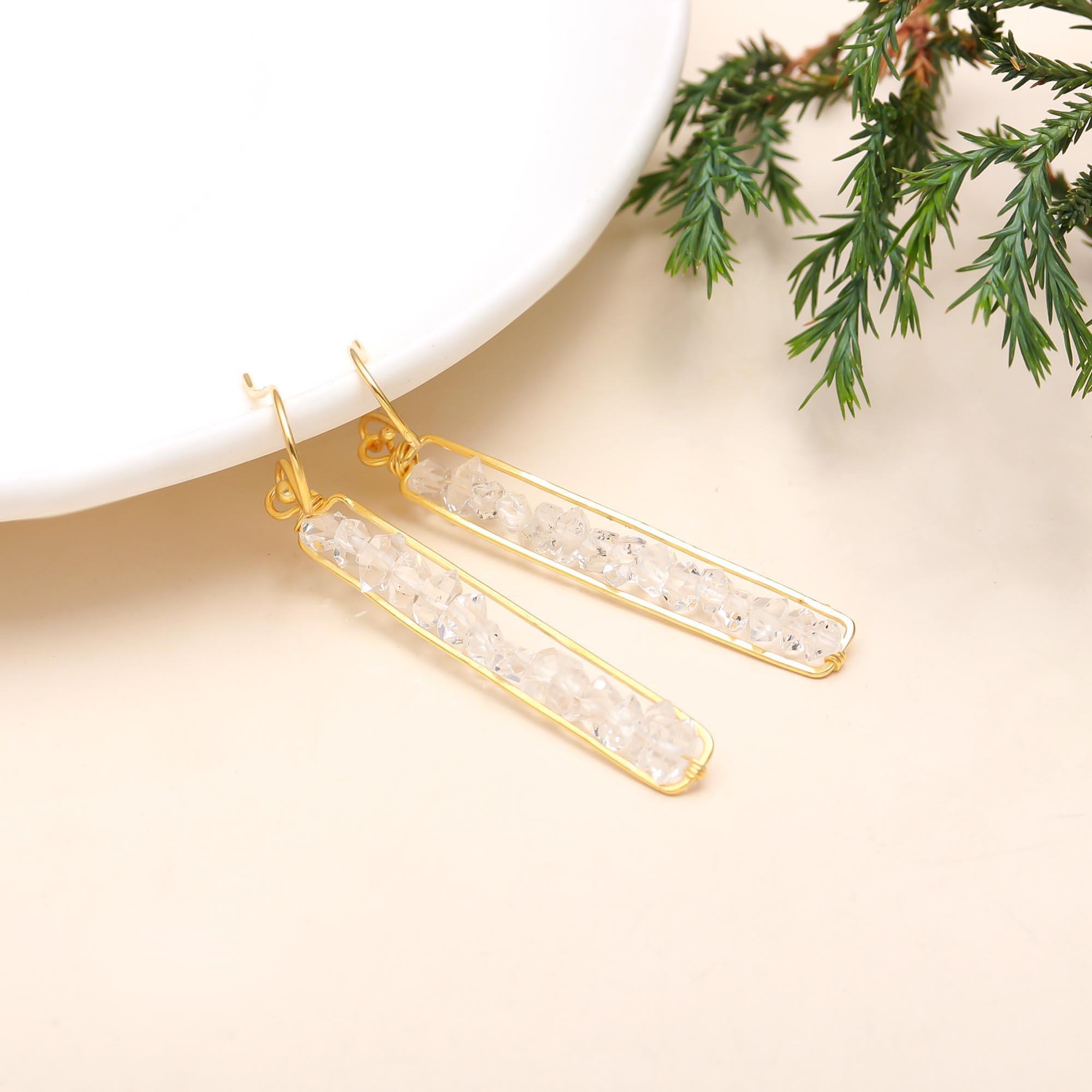 925 Sterling Silver Herkimer Diamond Long Dangle & Drop Earrings