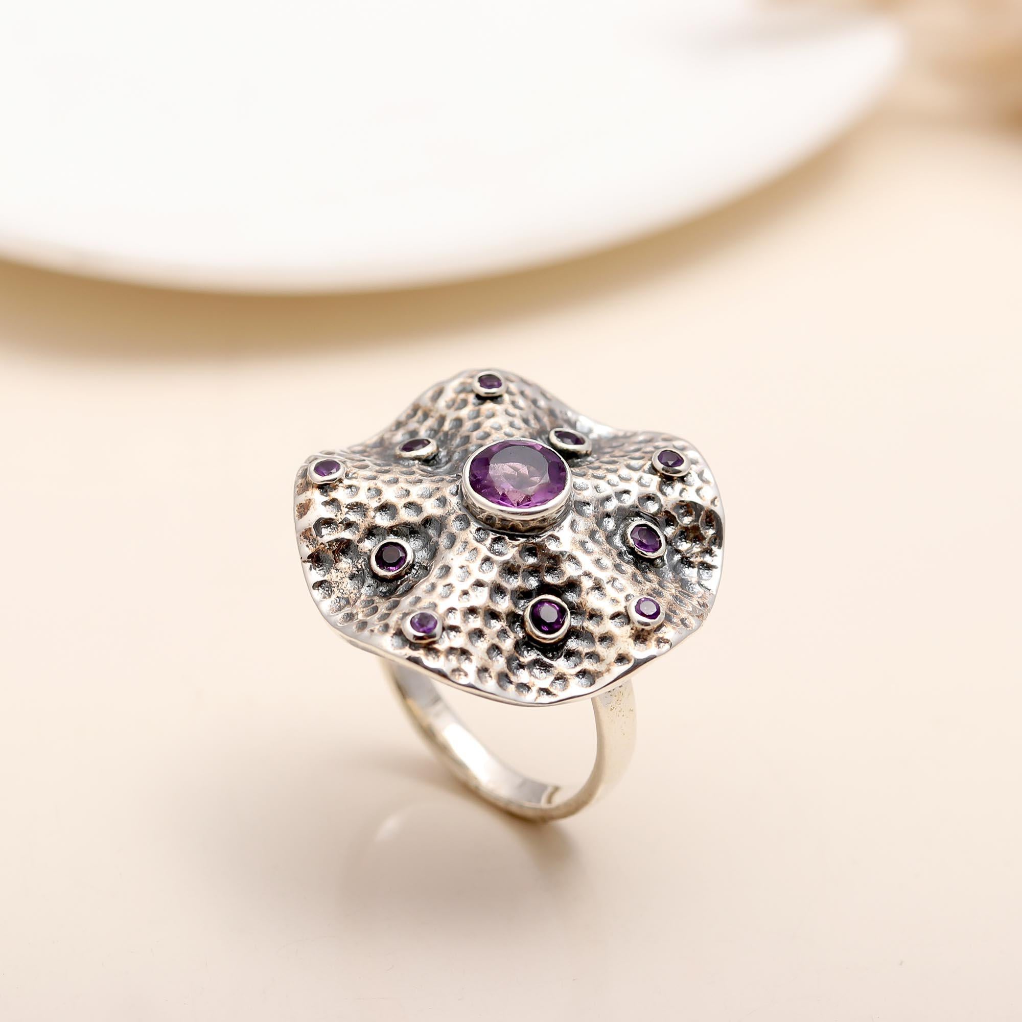 Elegant silver dome ring with gemstone details by AG925Jewellery