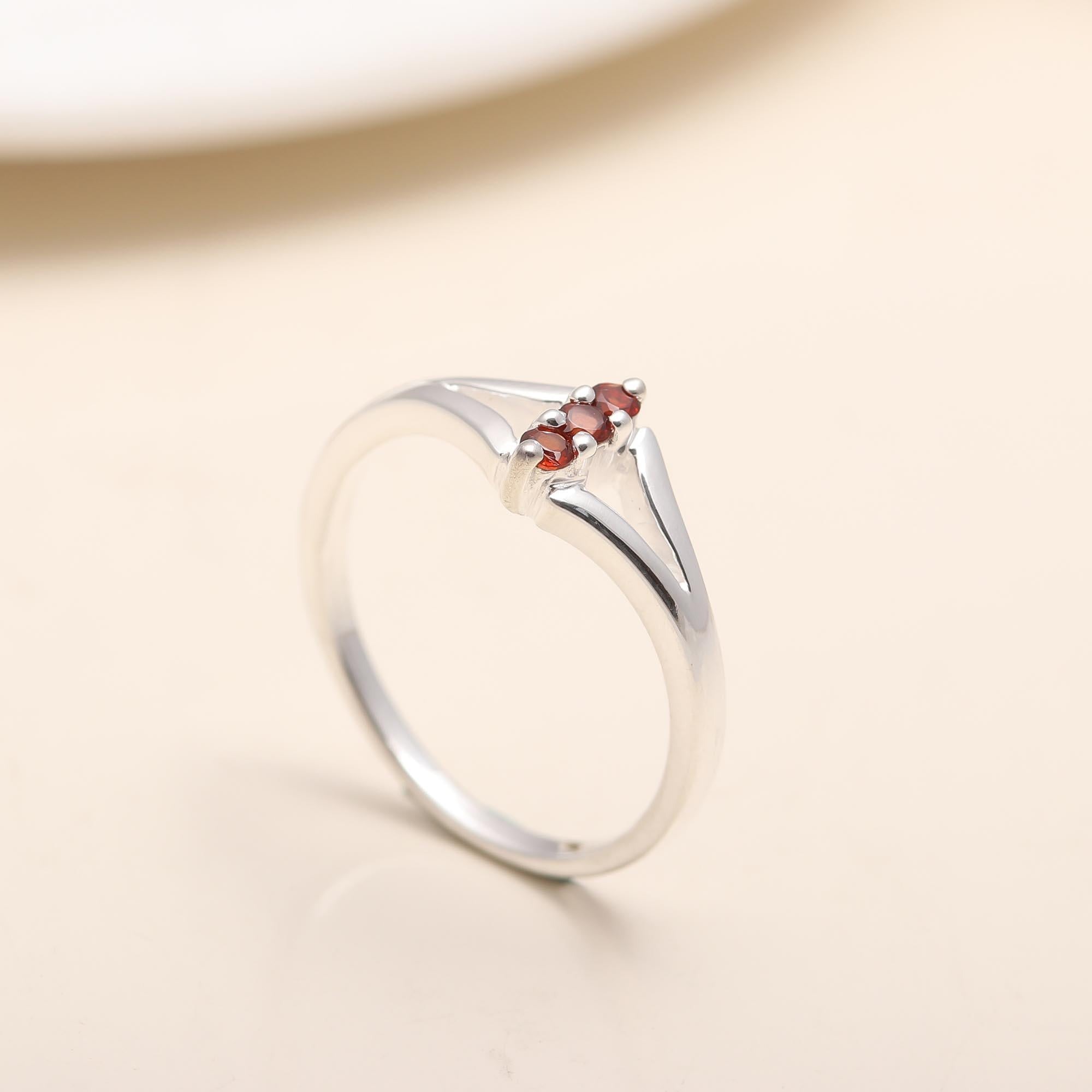 Elegant garnet trio ring by AG925Jewellery