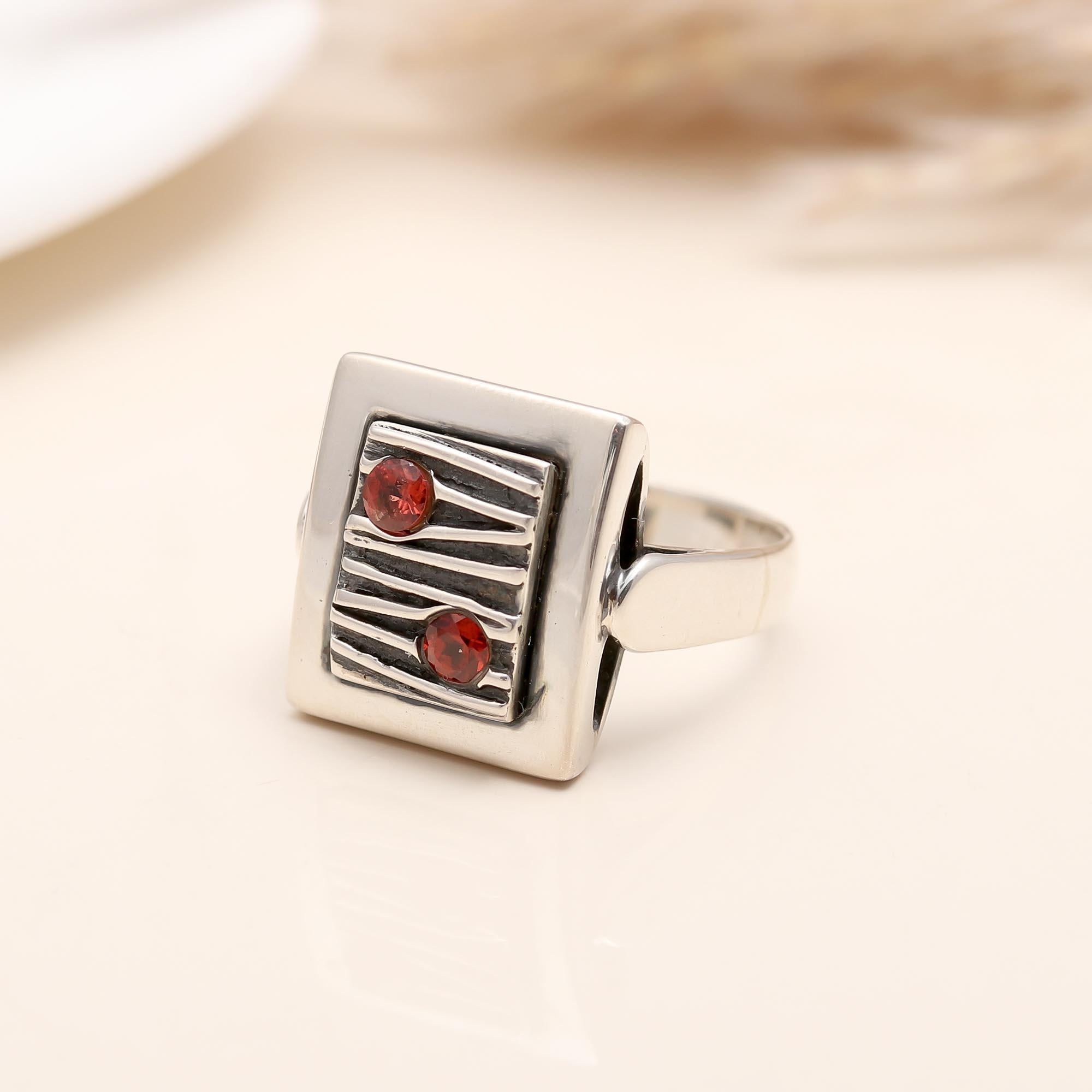 Elegant red garnet gemstone ring by AG925Jewellery
