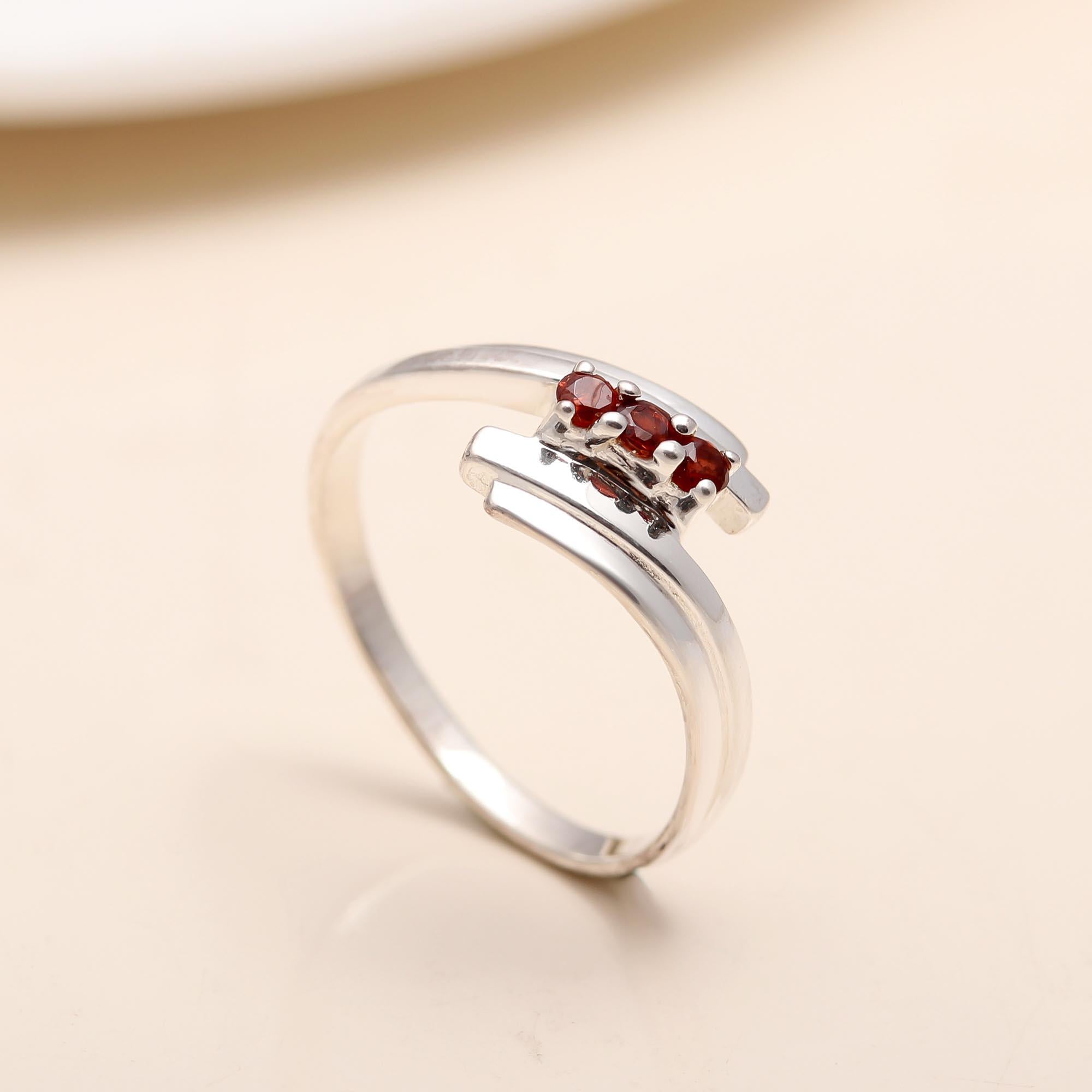 Romantic garnet bypass ring by AG925Jewellery