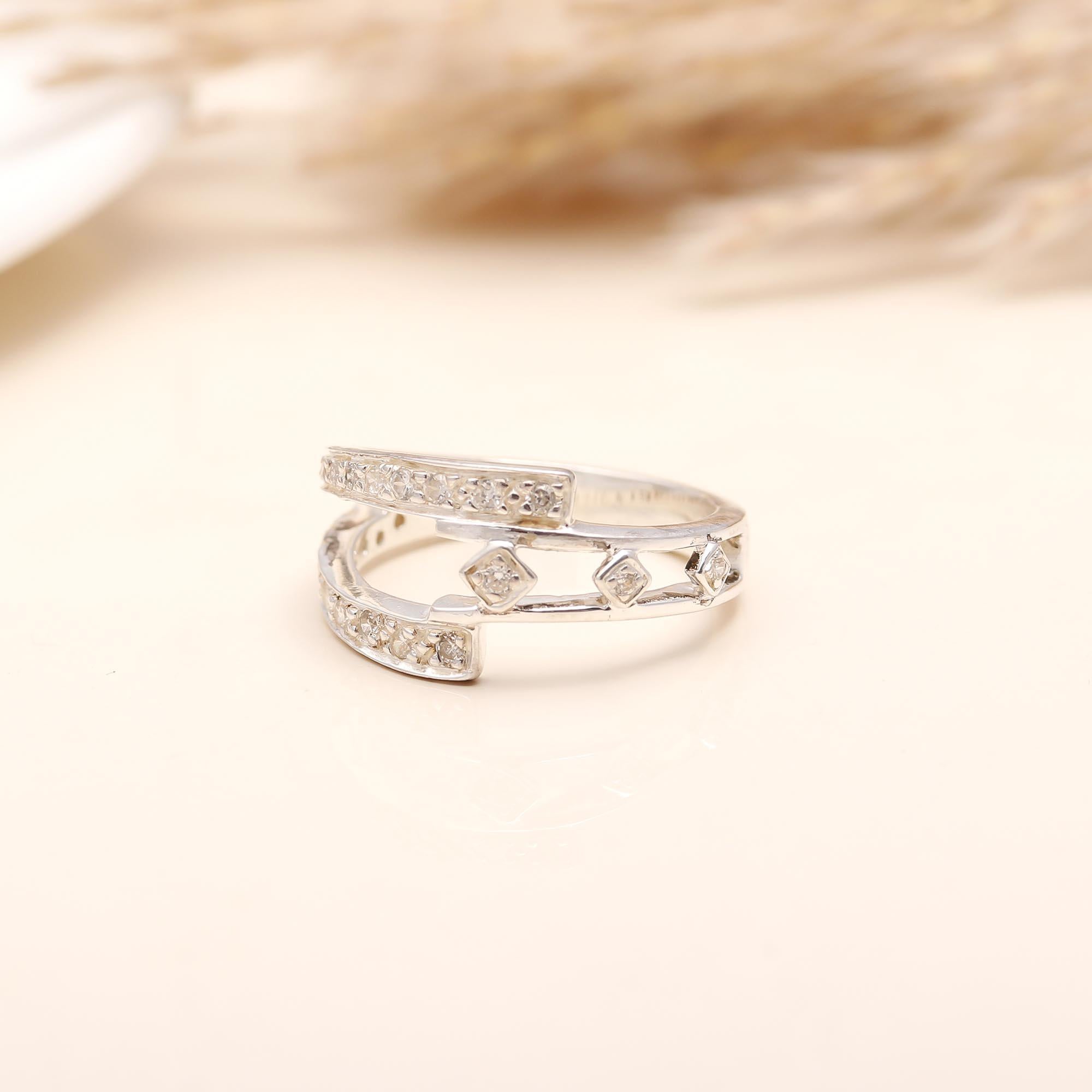 Modern open ring with sparkling cubic zirconia