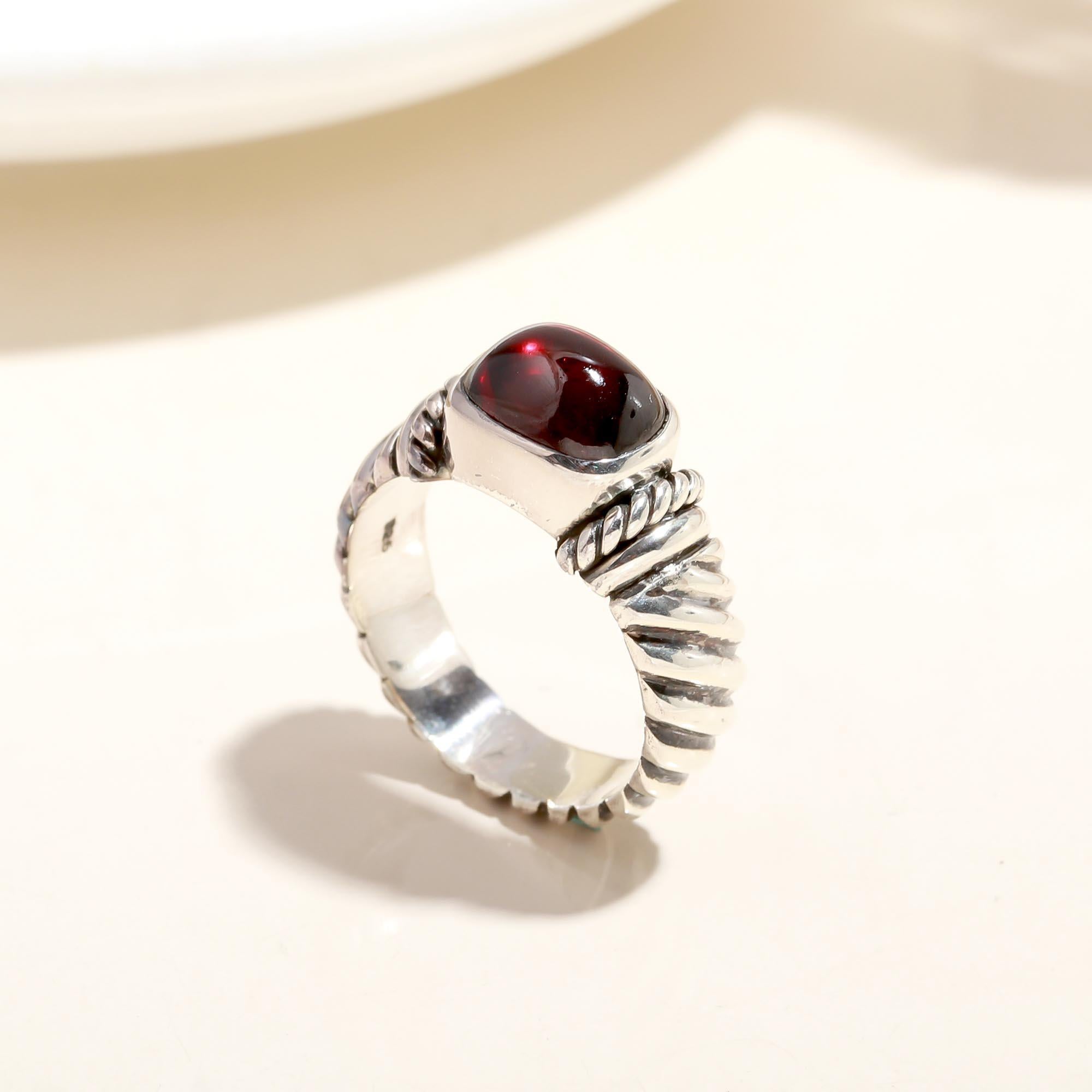 Handmade 925 sterling silver red garnet ring