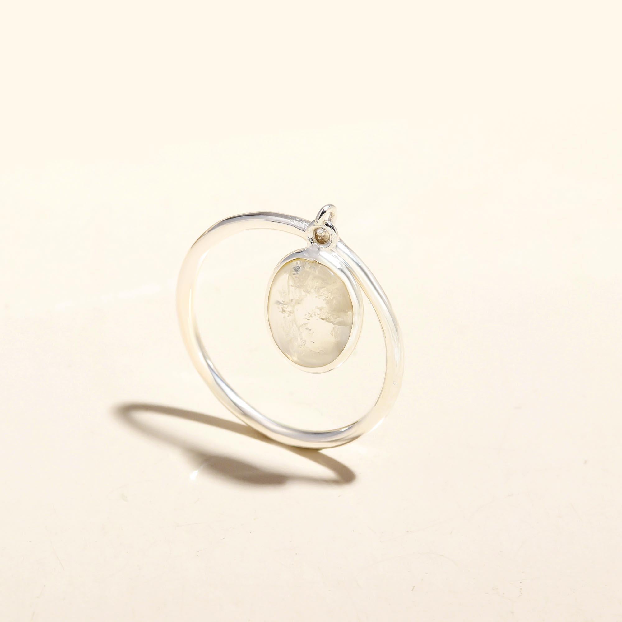 Handmade sterling silver moonstone drop ring