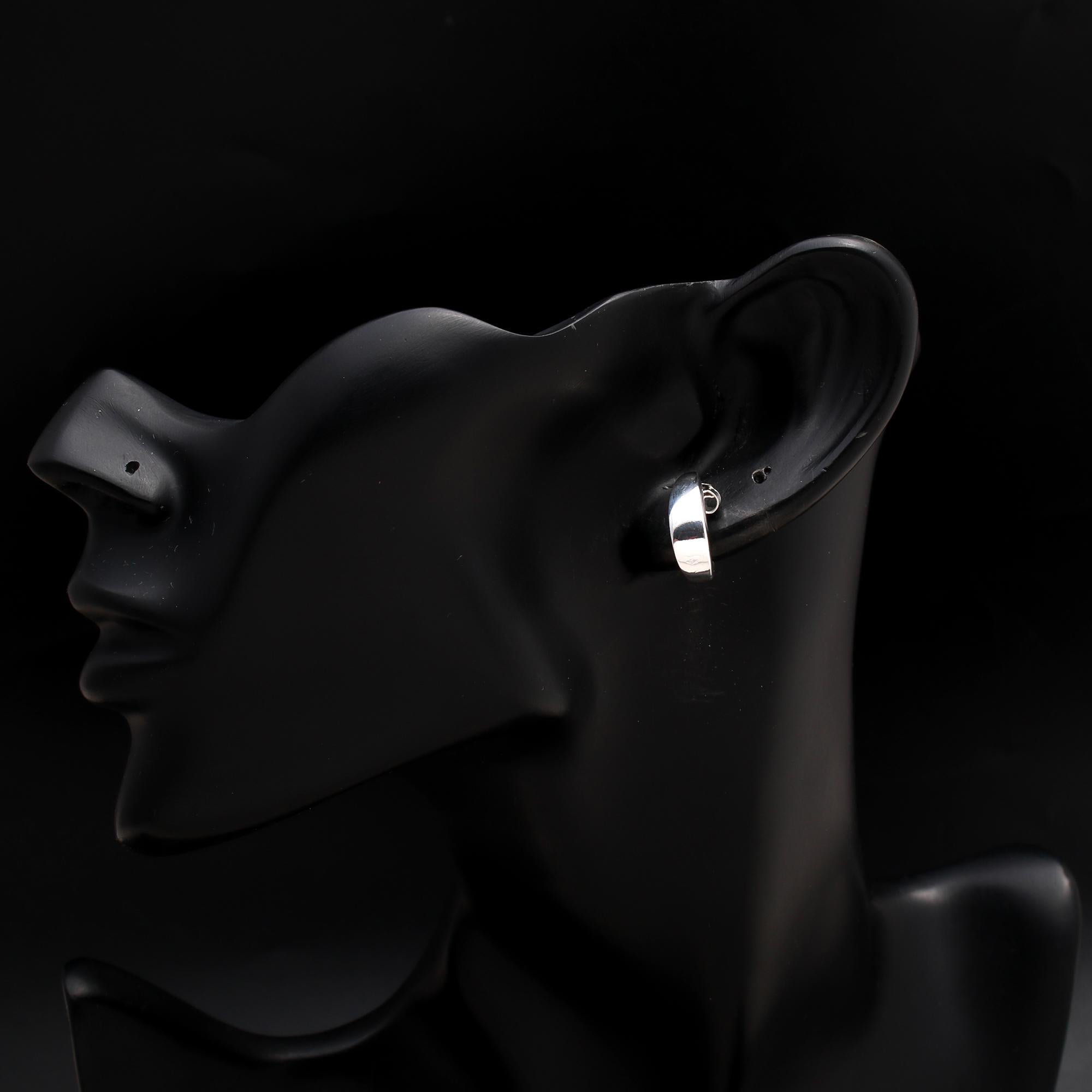 925 Silver Chunky Crescent Hoop Stud Earrings