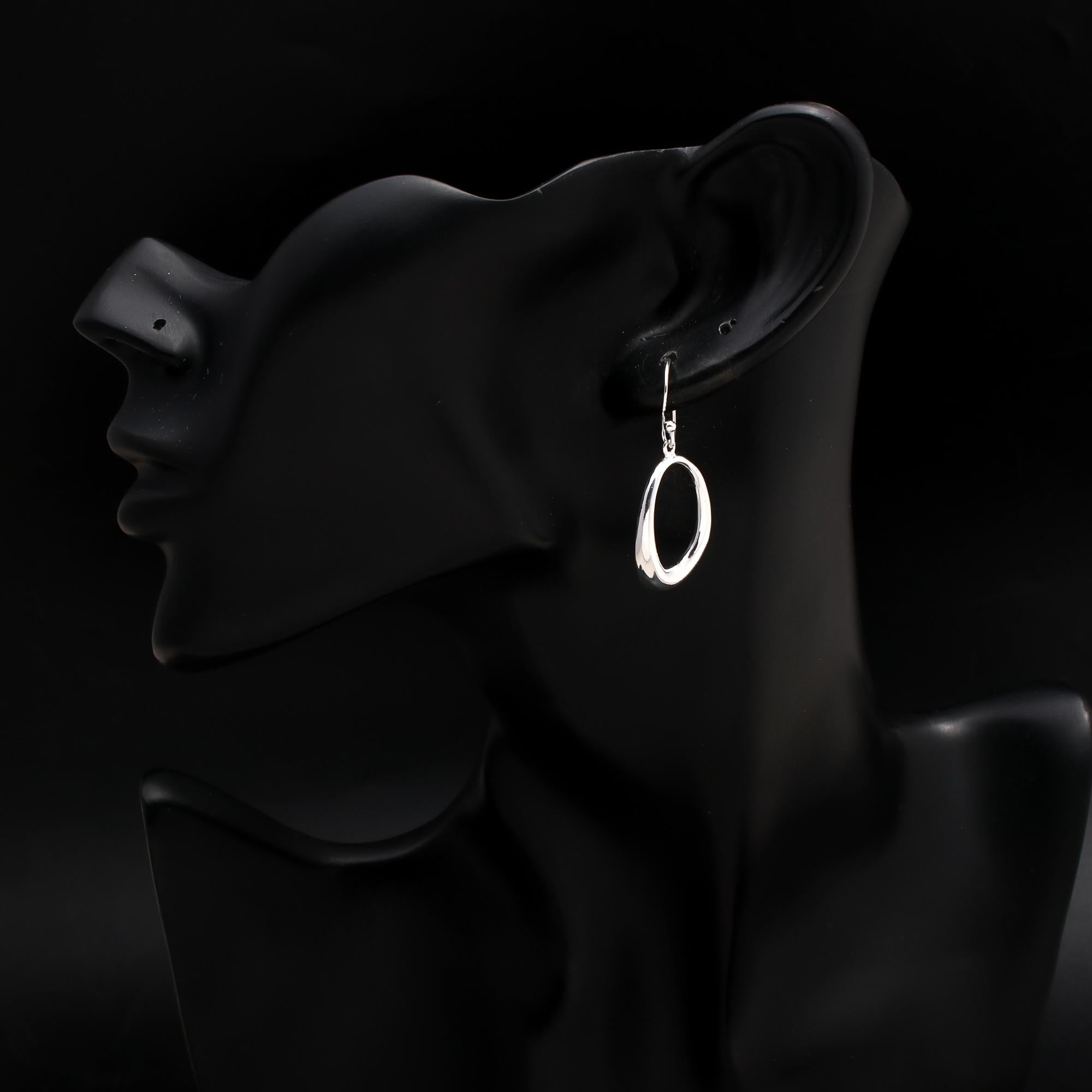 925 Silver Open Oval Dangle Earrings