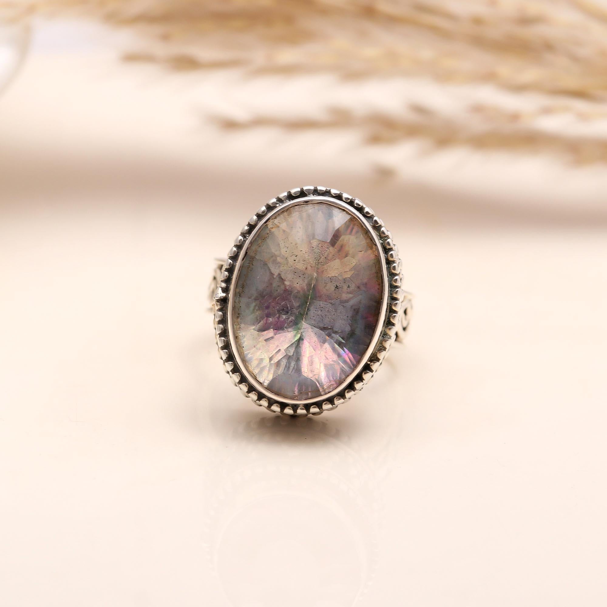 Handcrafted Mystic Quartz Sterling Silver Ring