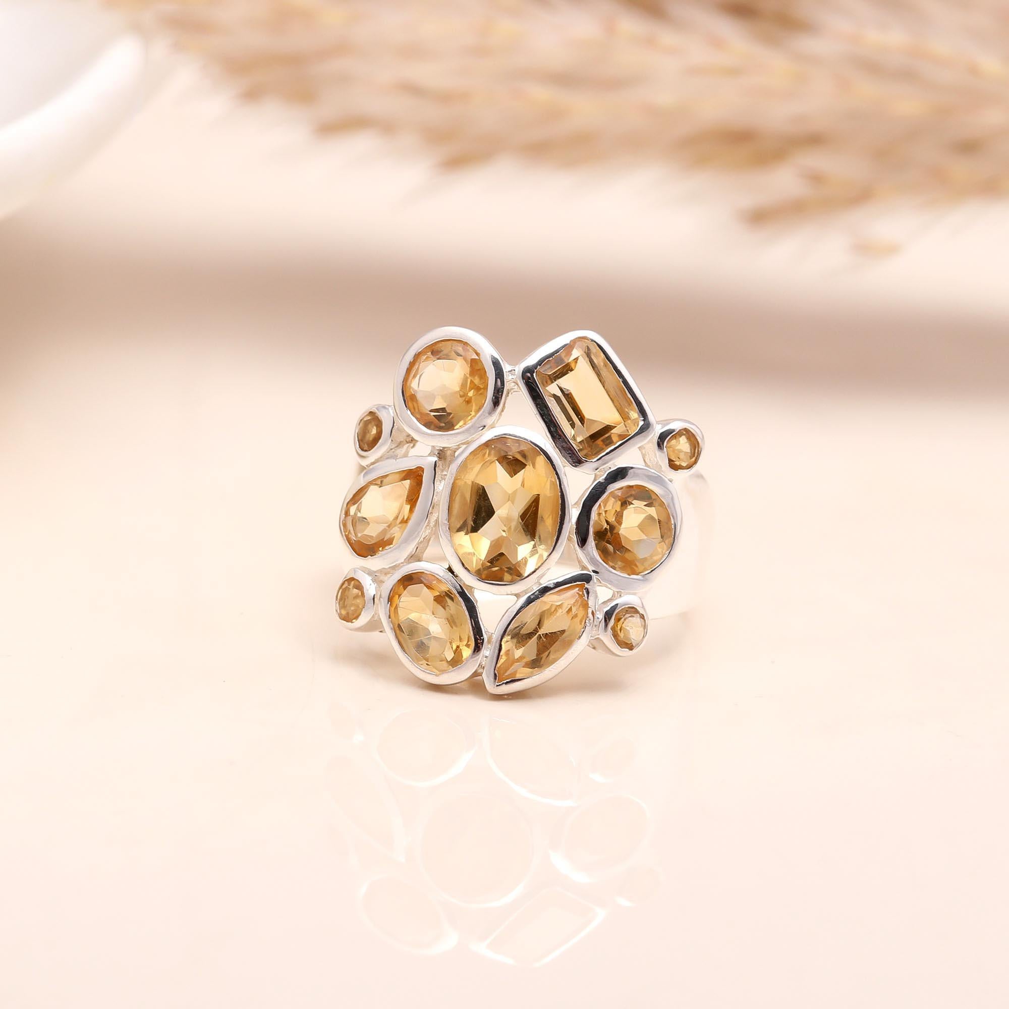 The Golden Hive: Multi-Stone Citrine Ring