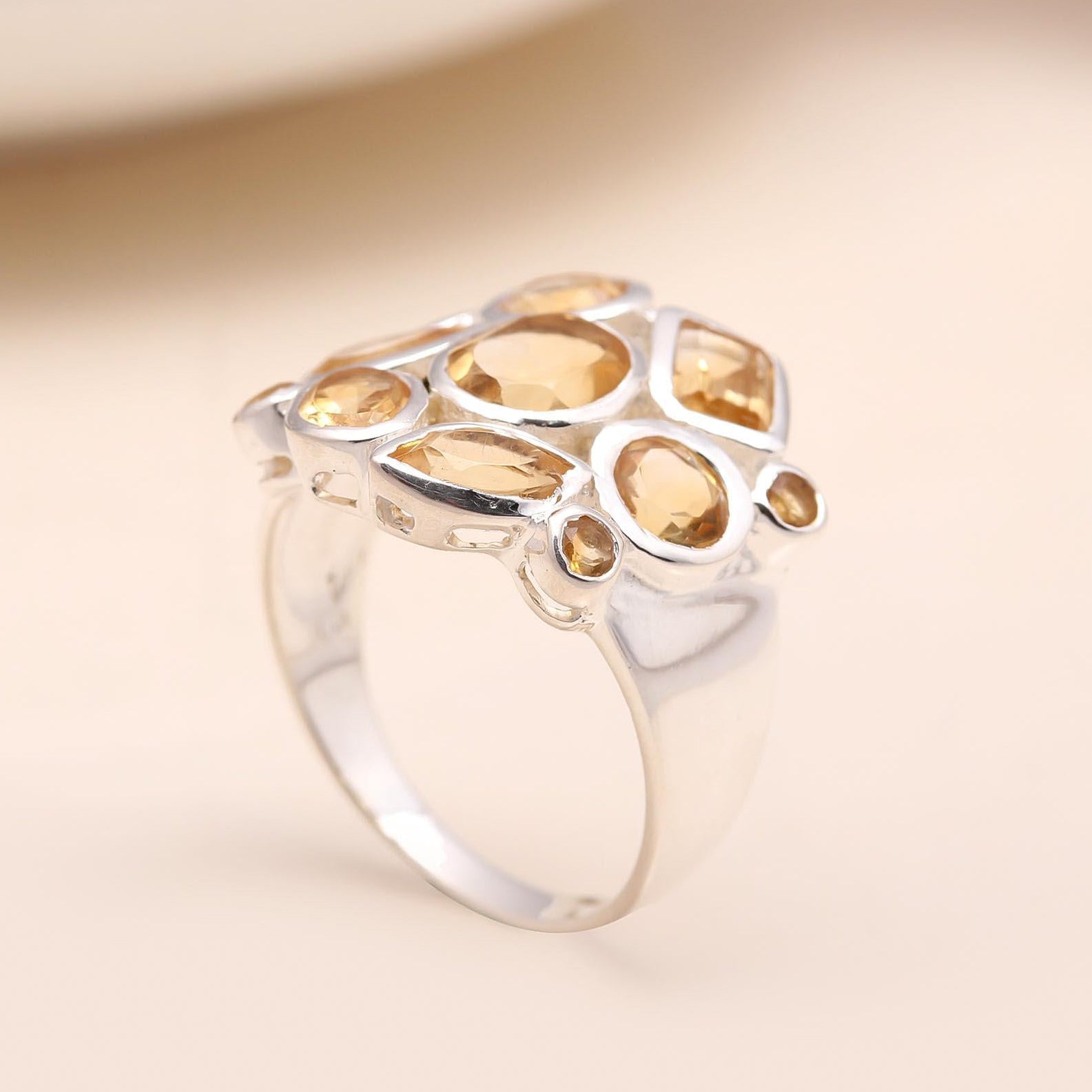 The Golden Hive: Multi-Stone Citrine Ring