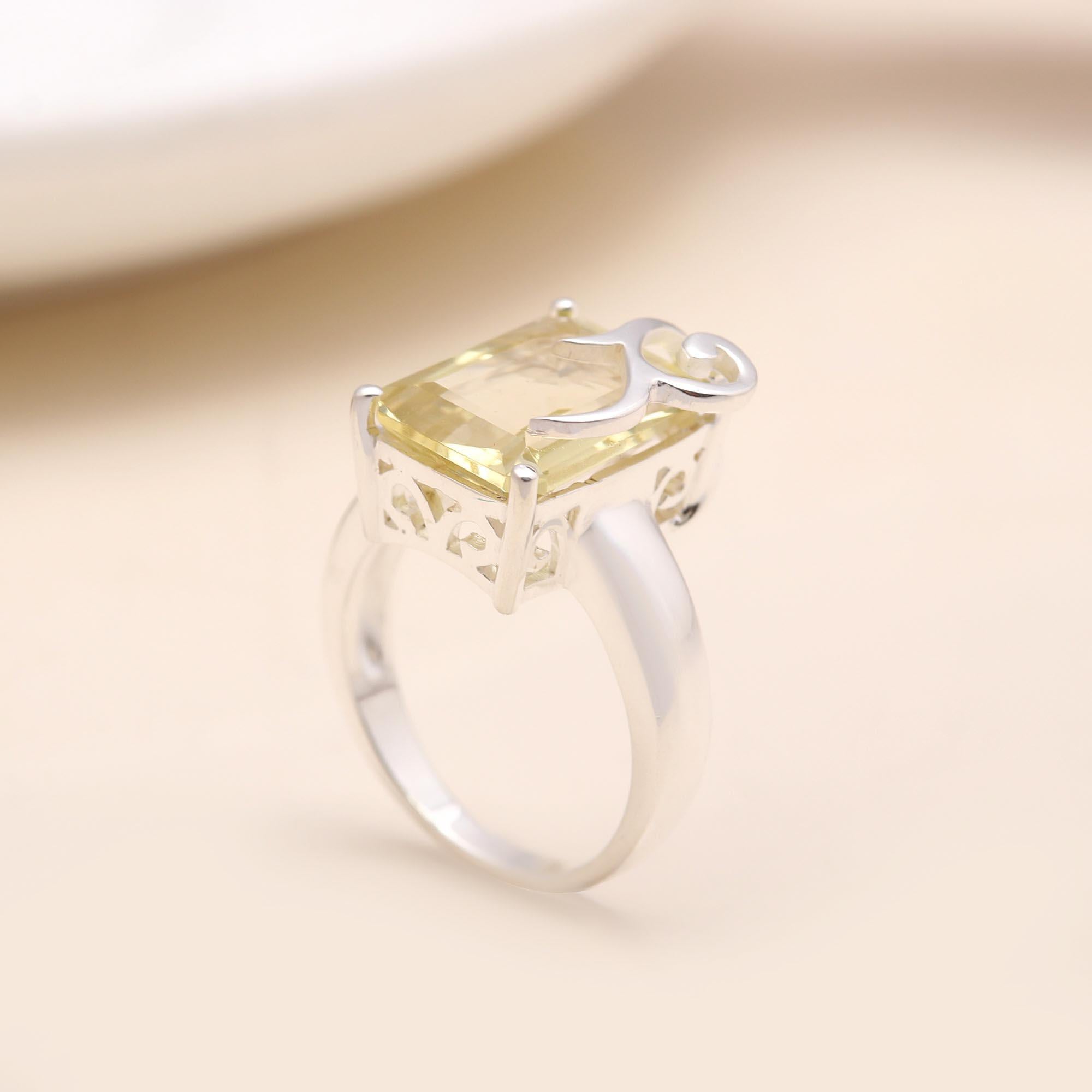 The Vintage Frame: Emerald Cut Lemon Quartz Ring