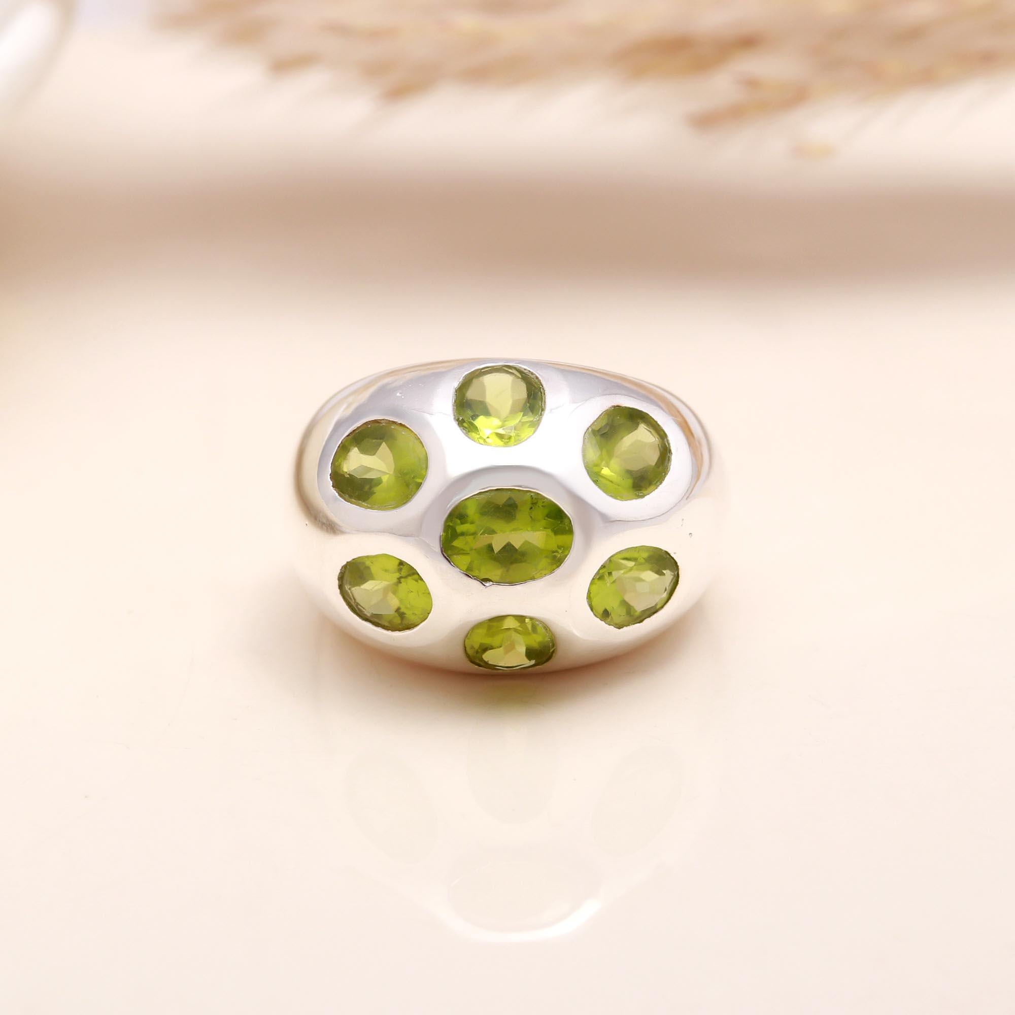 The Green Hill: Flush Set Peridot Dome Ring