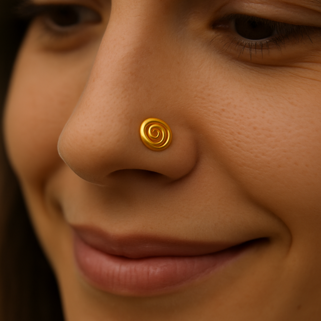 925 Sterling Silver Gold Plated Spiral Nose Pin