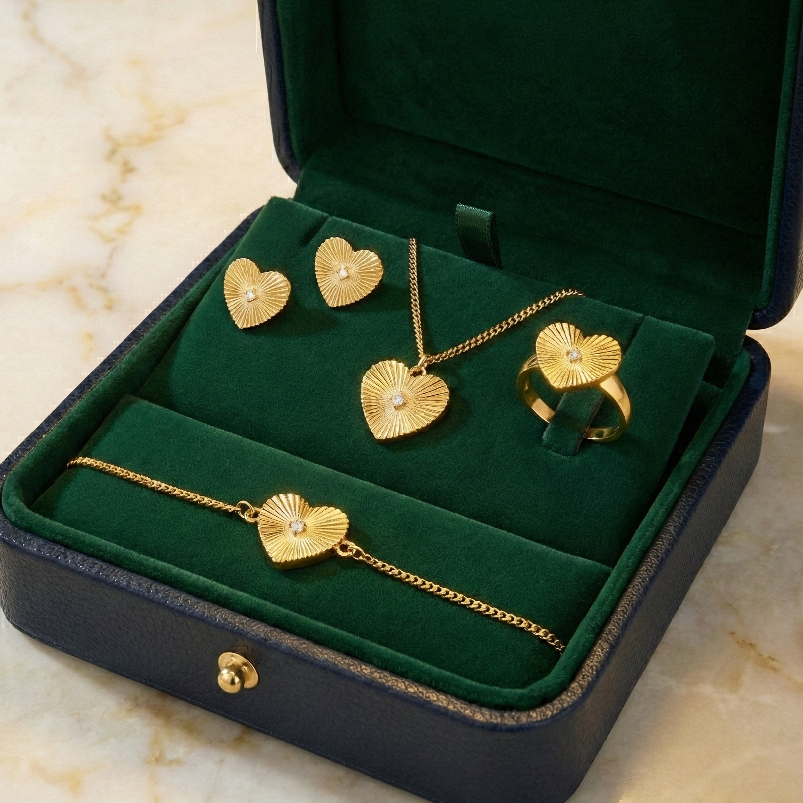 The Radiant Heart: Sunburst Gold 4-Piece Jewelry Gift Set