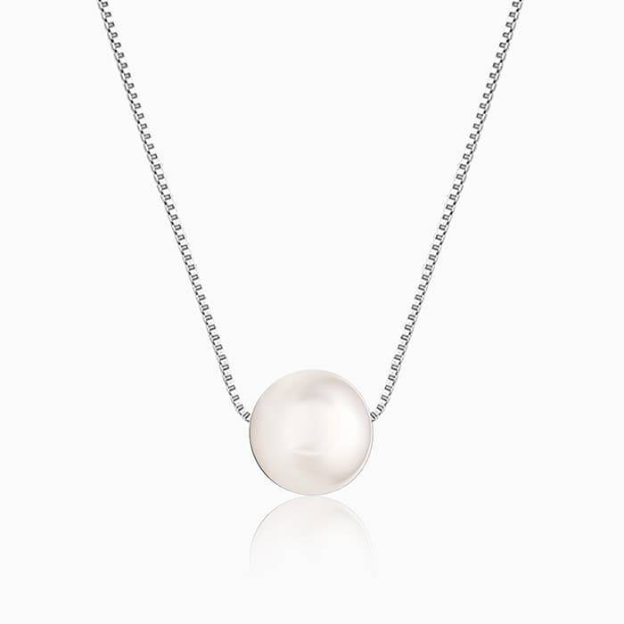 925 Sterling Silver Minimal Pearl Necklace For Women
