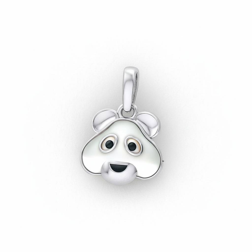 925 Sterling Silver Cute Panda Enamel Animal Charm Pendant for Kids & Women