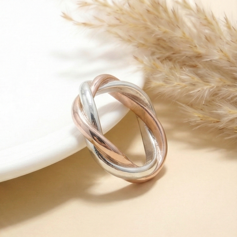 The Eternal Trinity: Twisted Rolling Band Ring