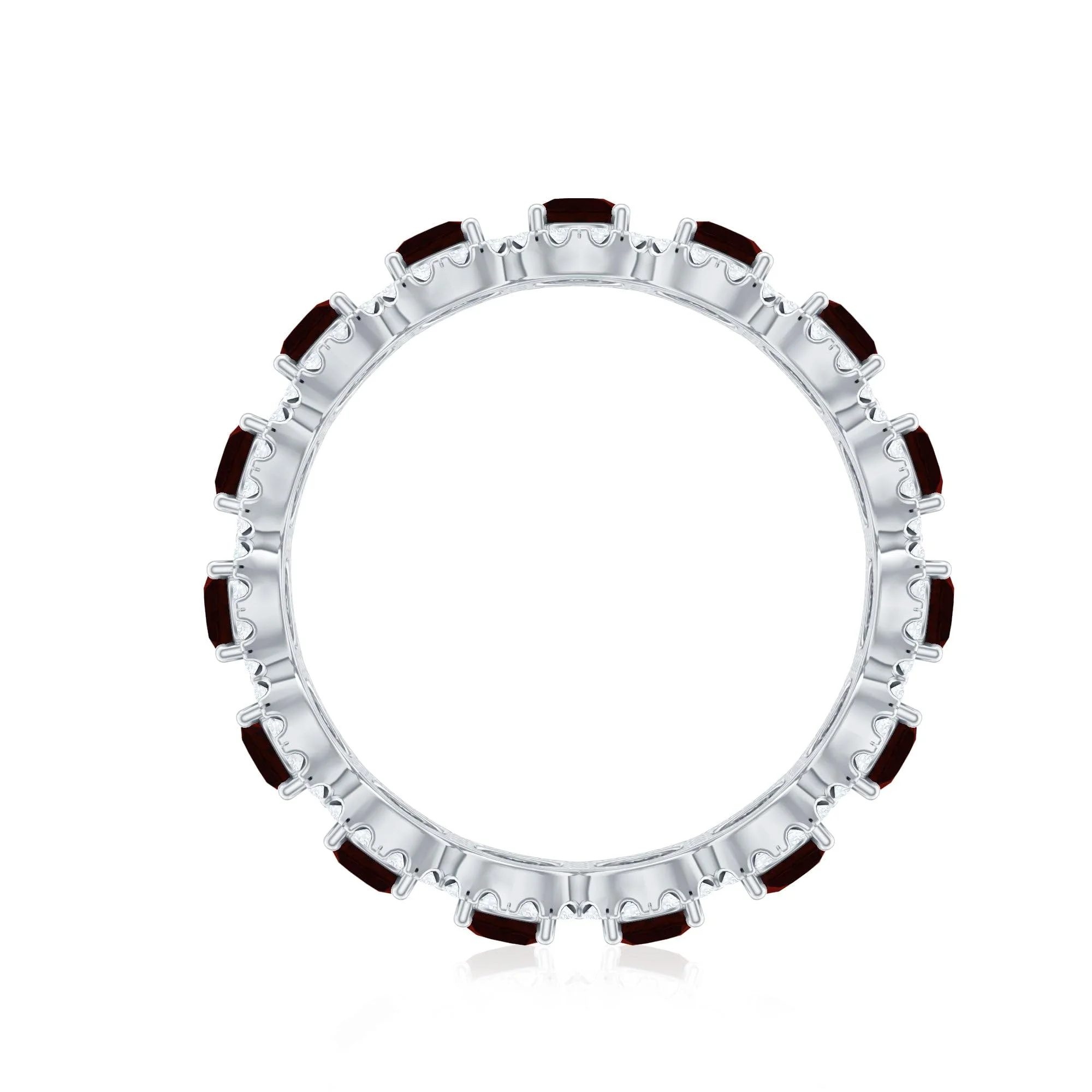 The Infinite Passion: Garnet & Moissanite Halo Eternity Ring
