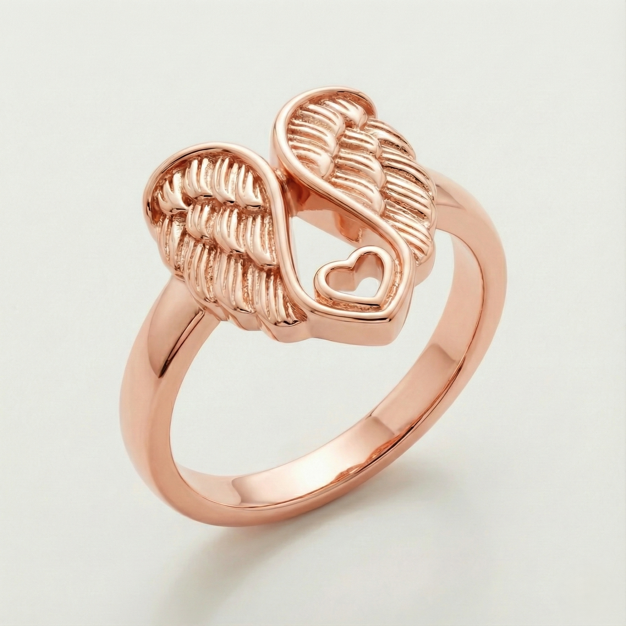 The Guardian’s Heart: Angel Wing Heart Silver Ring