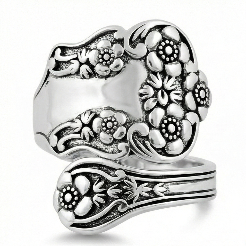 The Floral Legacy: Silver Spoon Wrap Ring